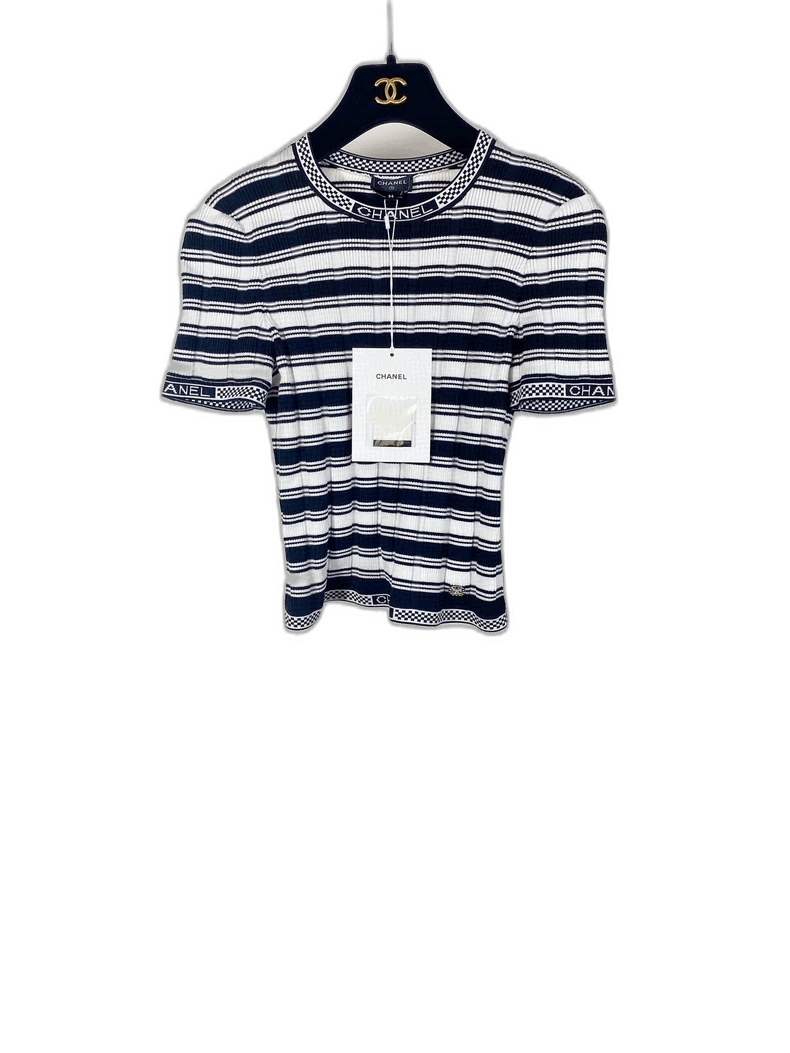 Chanel Chanel Striped Knit Short Sleeve Top -2505 Size US S / EU 44-46 / 1 - 1 Thumbnail