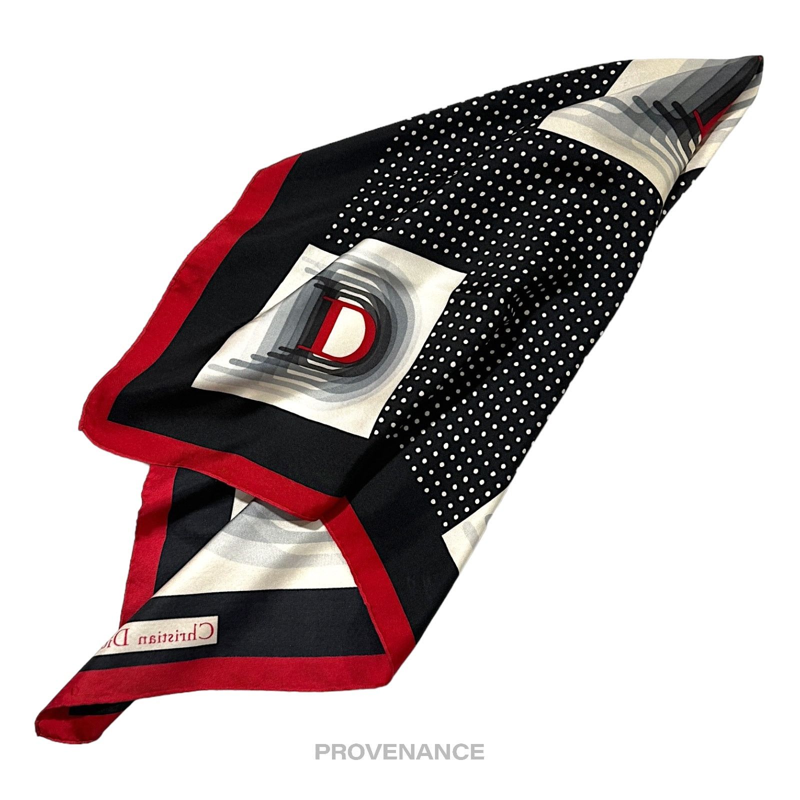 Dior 🔴 Christian Dior D Infinity Silk Scarf 75 - Red Black White Size ONE SIZE - 3 Thumbnail