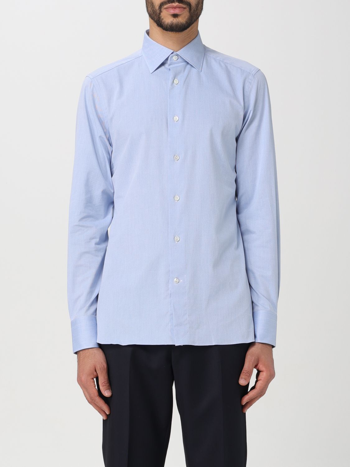 image of Ermenegildo Zegna Zegna Shirt Men Blue (Size Medium)
