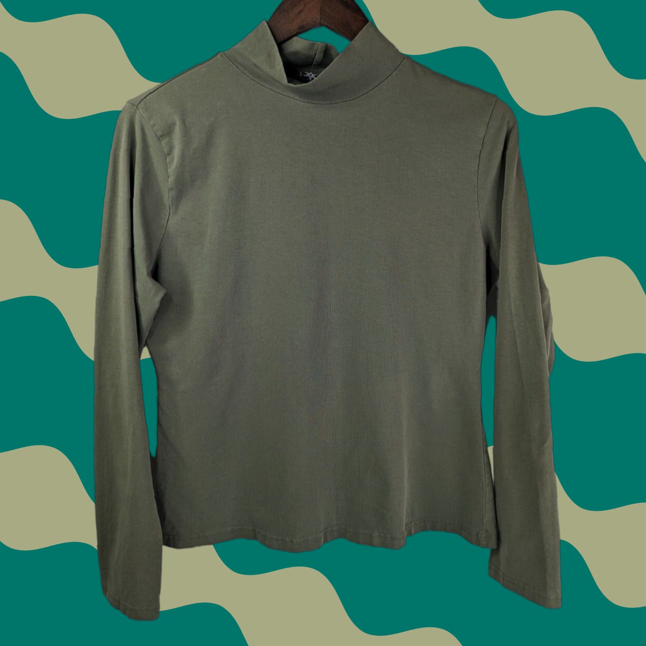 Vintage Skyr Shirt Women M Green Long Sleeve Turtleneck Knit Cotton Blends Casual Logo Basic All Seasons Regular Mens Womens Boys Girls Size M / US 6-8 / IT 42-44 - 1 Thumbnail