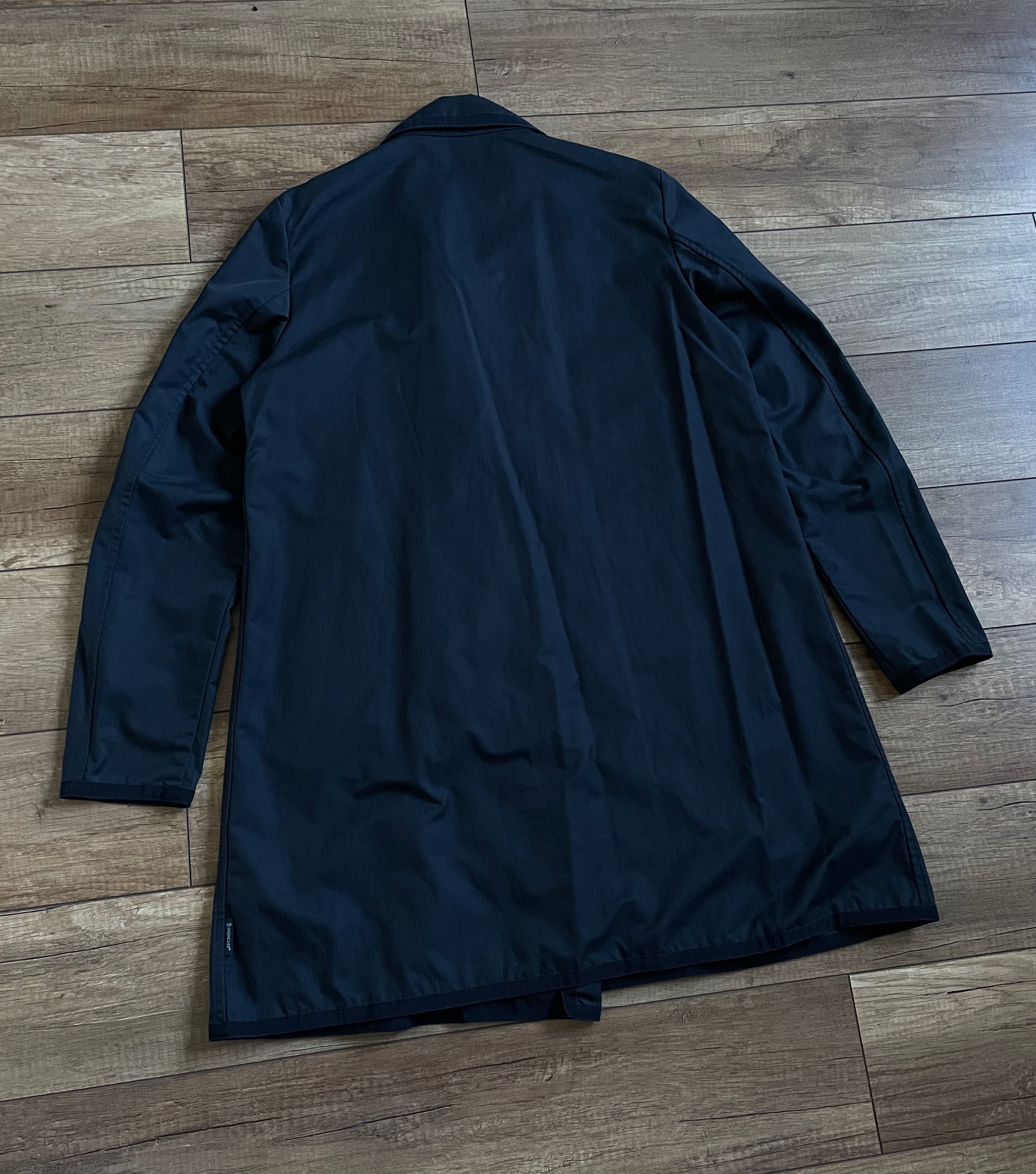 Moncler Moncler Womens Navy Blue Citron Cotton Trench Coat Jacket Size L / US 10 / IT 46 - 2 Thumbnail