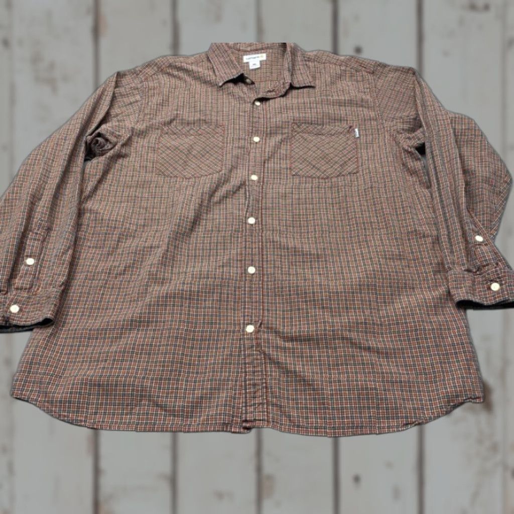 Carhartt Carhartt Button Up Shirt S254 Mens 2XL Plaid Pockets Cotton Long Sleeve 8282 Size US XXL / EU 58 / 5 - 1 Thumbnail