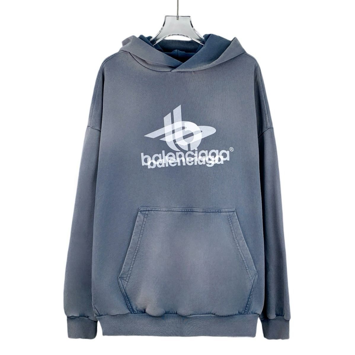 Balenciaga Balenciaga Haze Blue Phantom Overlapping Logo Unisex Hoodie Size US M / EU 48-50 / 2 - 1 Thumbnail