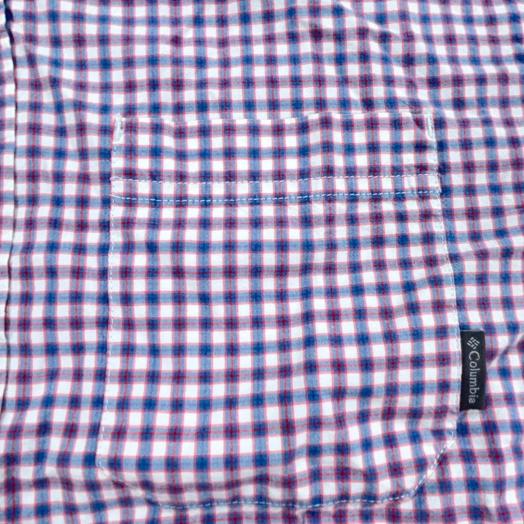 Vintage Columbia Shirt Men XL Blue Plaid Button-Up Pocket Casual Workwear Winter Summer Fall Spring Short Sleeve Pattern Classic Outdoor Size 46R - 3 Thumbnail