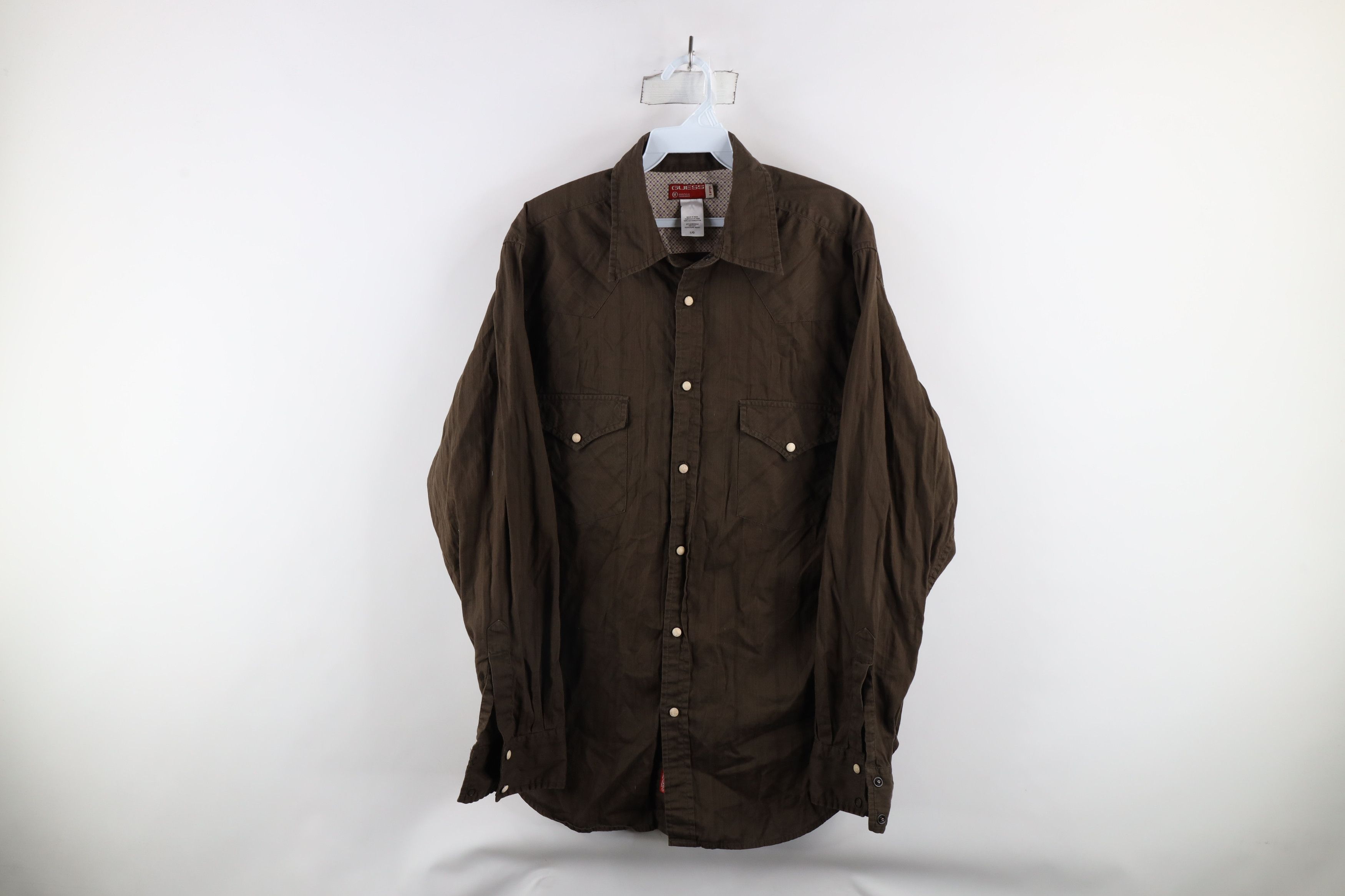 Guess × Vintage Vintage 90s Guess Striped Western Rodeo Snap Button Shirt Size US L / EU 52-54 / 3 - 1 Thumbnail