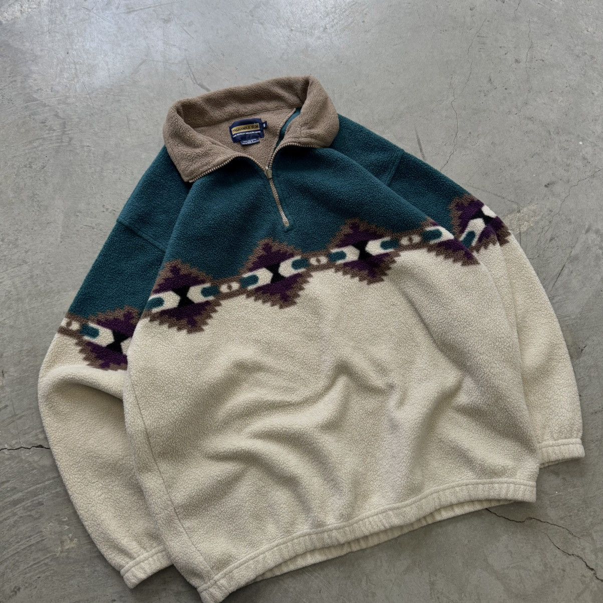 Vintage Vintage 90s Aztec Polo Country Style Quarter Zip Fleece Size US S / EU 44-46 / 1 - 2 Thumbnail
