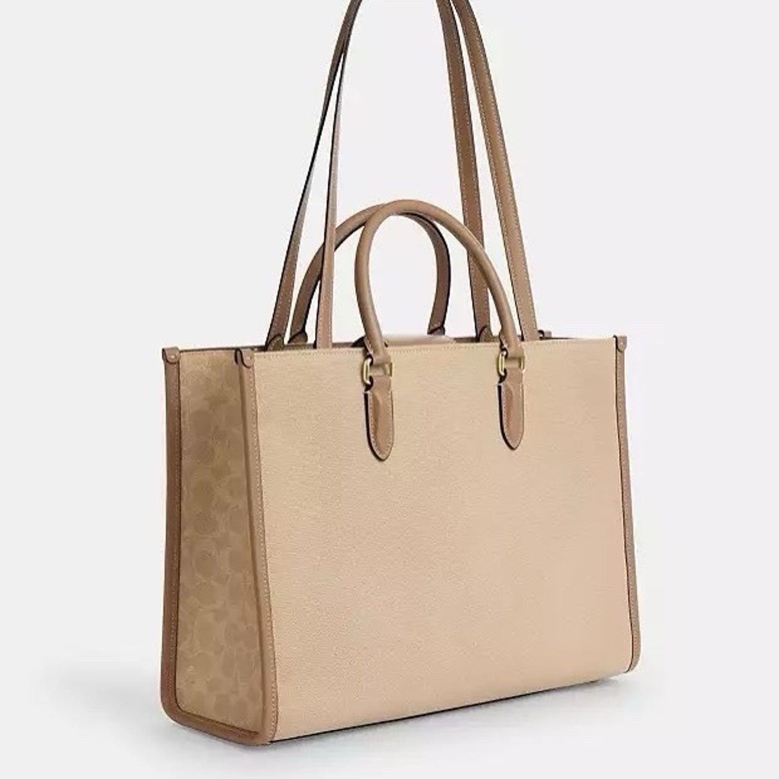 Coach NWT Coach Maggie Tote Bag Colorblock Dark Natural CAK59 Size ONE SIZE - 9 Thumbnail