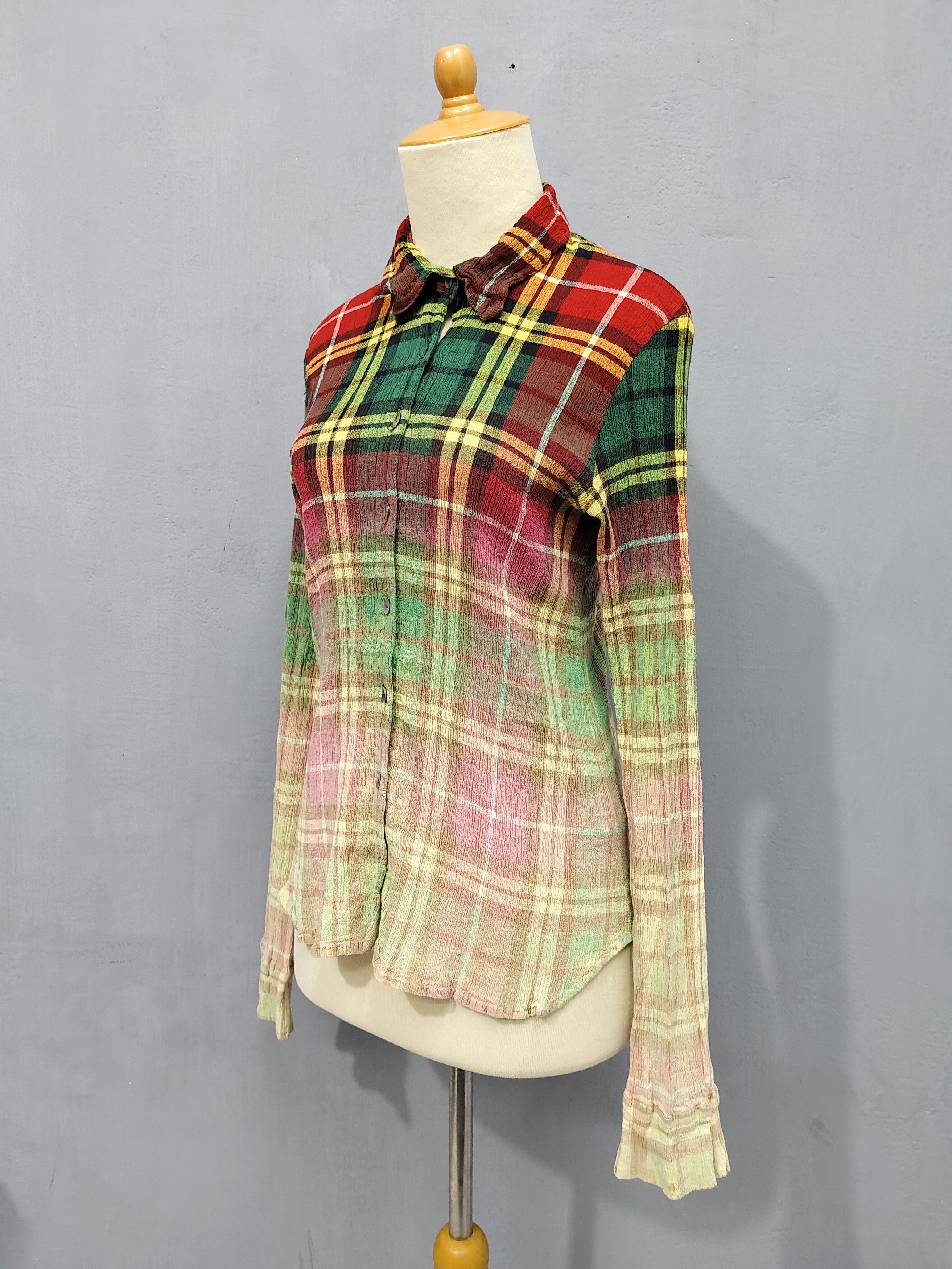 Tsumori Chisato 🇯🇵 Tsumori Chisato Ombre Plaid Pleated Multicolor Gradient Size M / US 6-8 / IT 42-44 - 3 Thumbnail