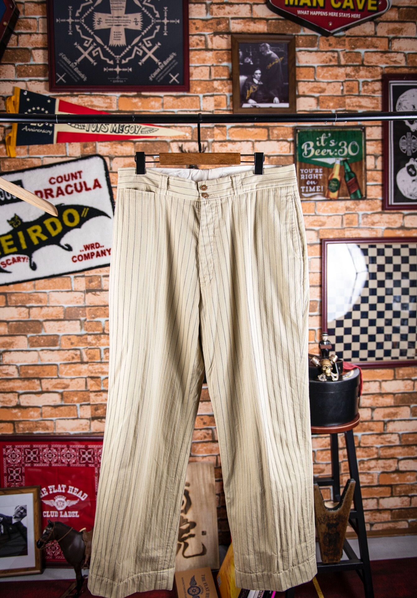 Beige Striped Pants from Atlast&Co