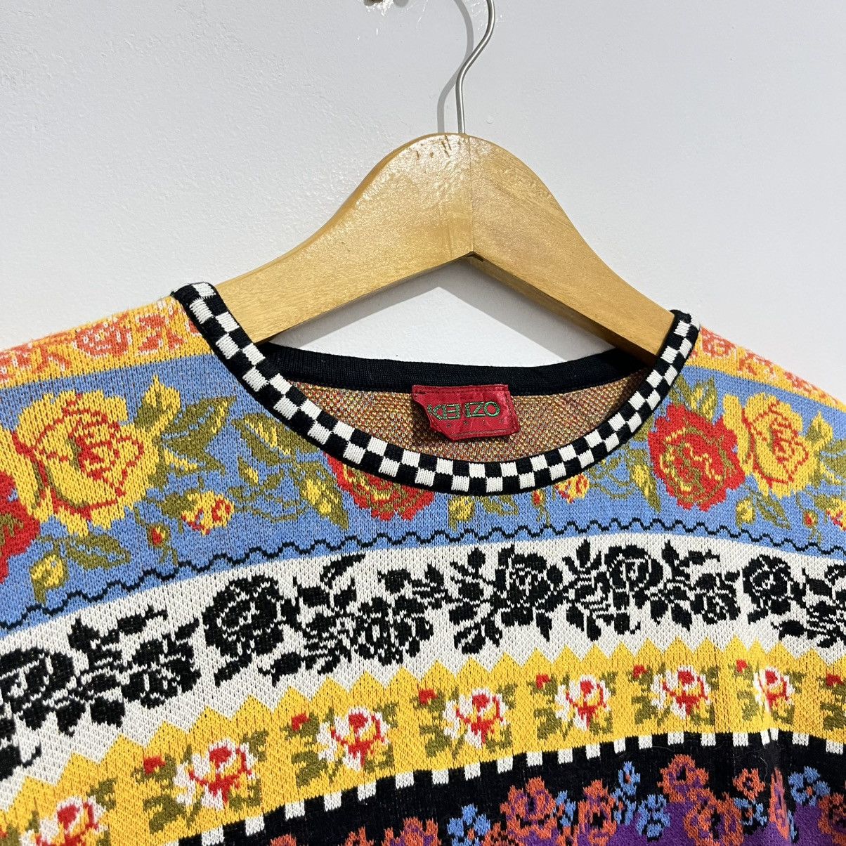 Kenzo Kenzo Vintage Floral Stripe Knit Sweater Size L / US 10 / IT 46 - 6 Thumbnail