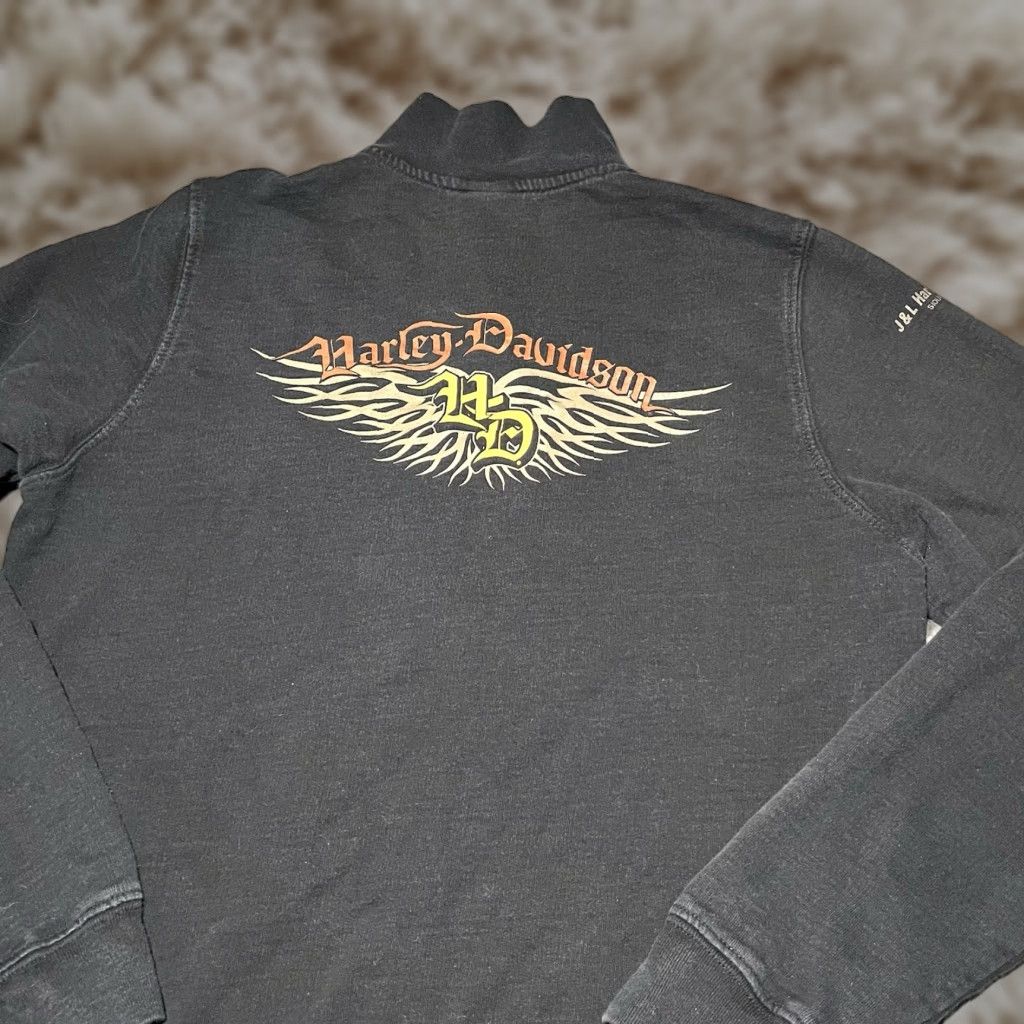 VINTAGE Harley-Davidson Sweatshirt Full Zip Shirt Womens Large Black Logo Biker 90s USA Made Mens? Ladies?