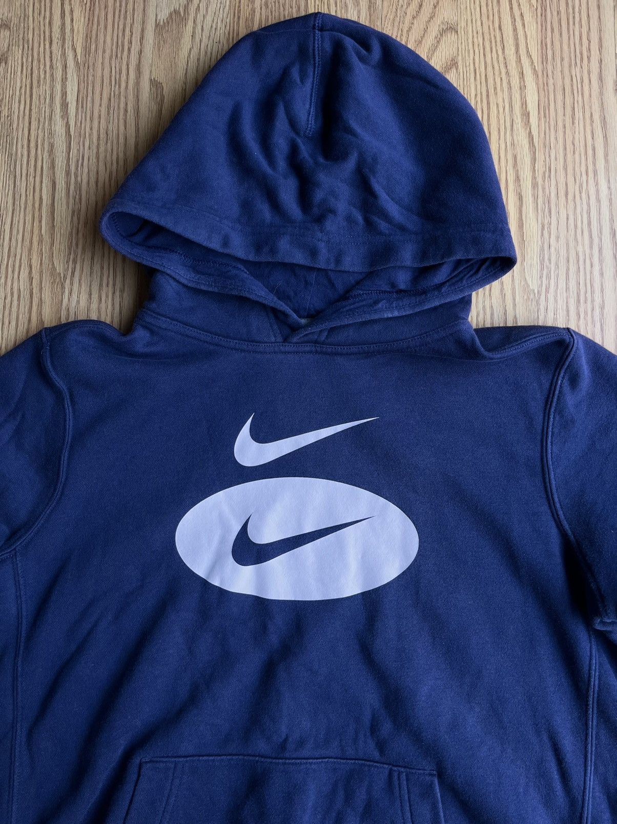 Nike Nike Gym Athletic Navy Blue Hoodie With White Swoosh Size US XL / EU 56 / 4 - 4 Thumbnail