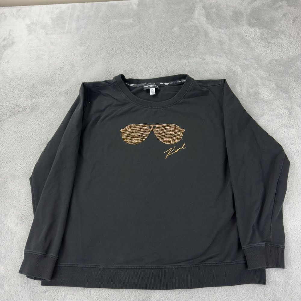 Karl Lagerfeld Karl Lagerfeld Paris Long Sleeve Black Shirt Women's Size X Size XL / US 12-14 / IT 48-50 - 1 Thumbnail