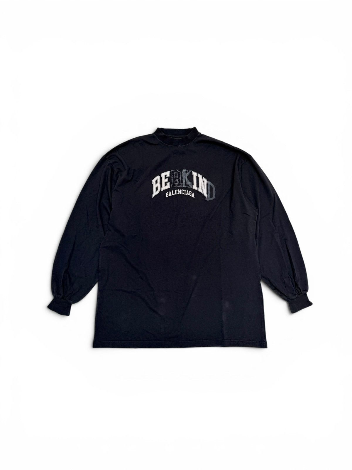 Balenciaga Balenciaga Be Kind Destroyed Patched Logo L/S Tee Shirt Size US XL / EU 56 / 4 - 1 Thumbnail