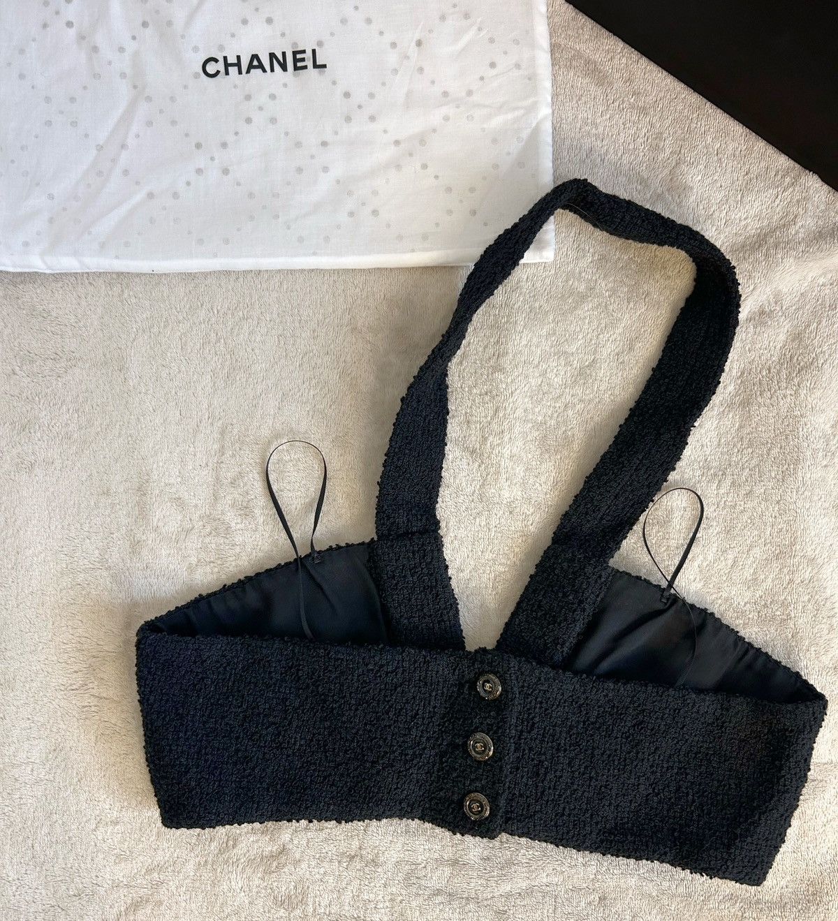 Chanel Chanel Tweed Cropped Halter Top - Black Size XS / US 0-2 / IT 36-38 - 6 Thumbnail