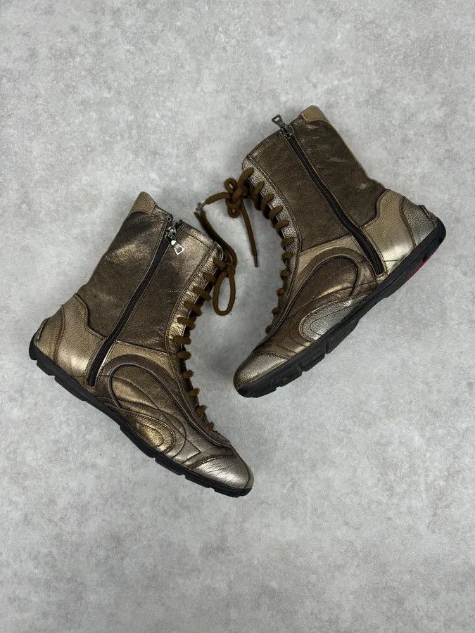 Prada 2000s Prada Golden Boxer Leather Ankle Boots Size US 7 / IT 37 - 3 Thumbnail