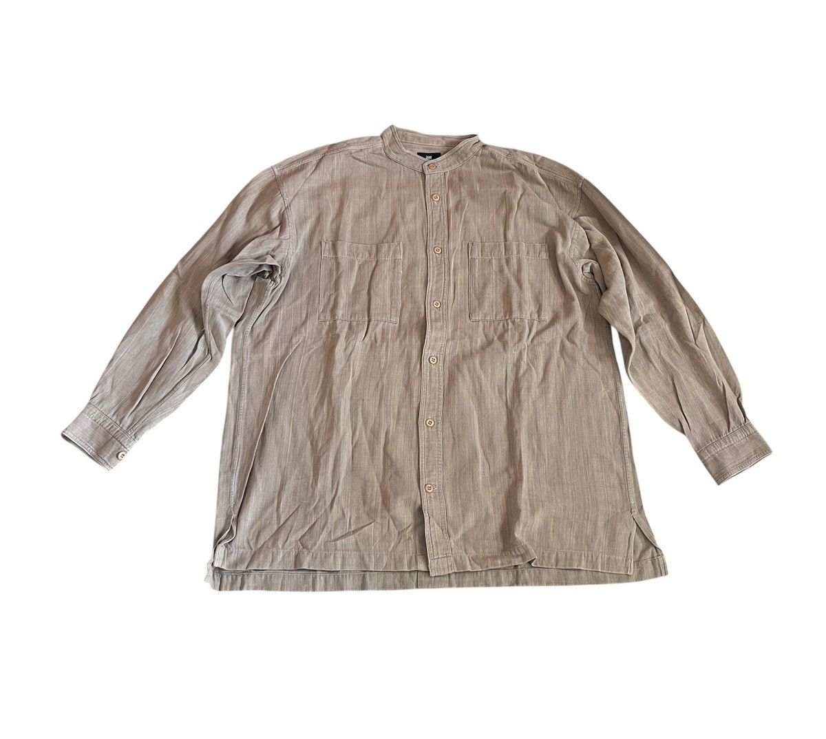 Issey Miyake Vintage issey miyake washed light brown collarless shirt Size US L / EU 52-54 / 3 - 1 Thumbnail