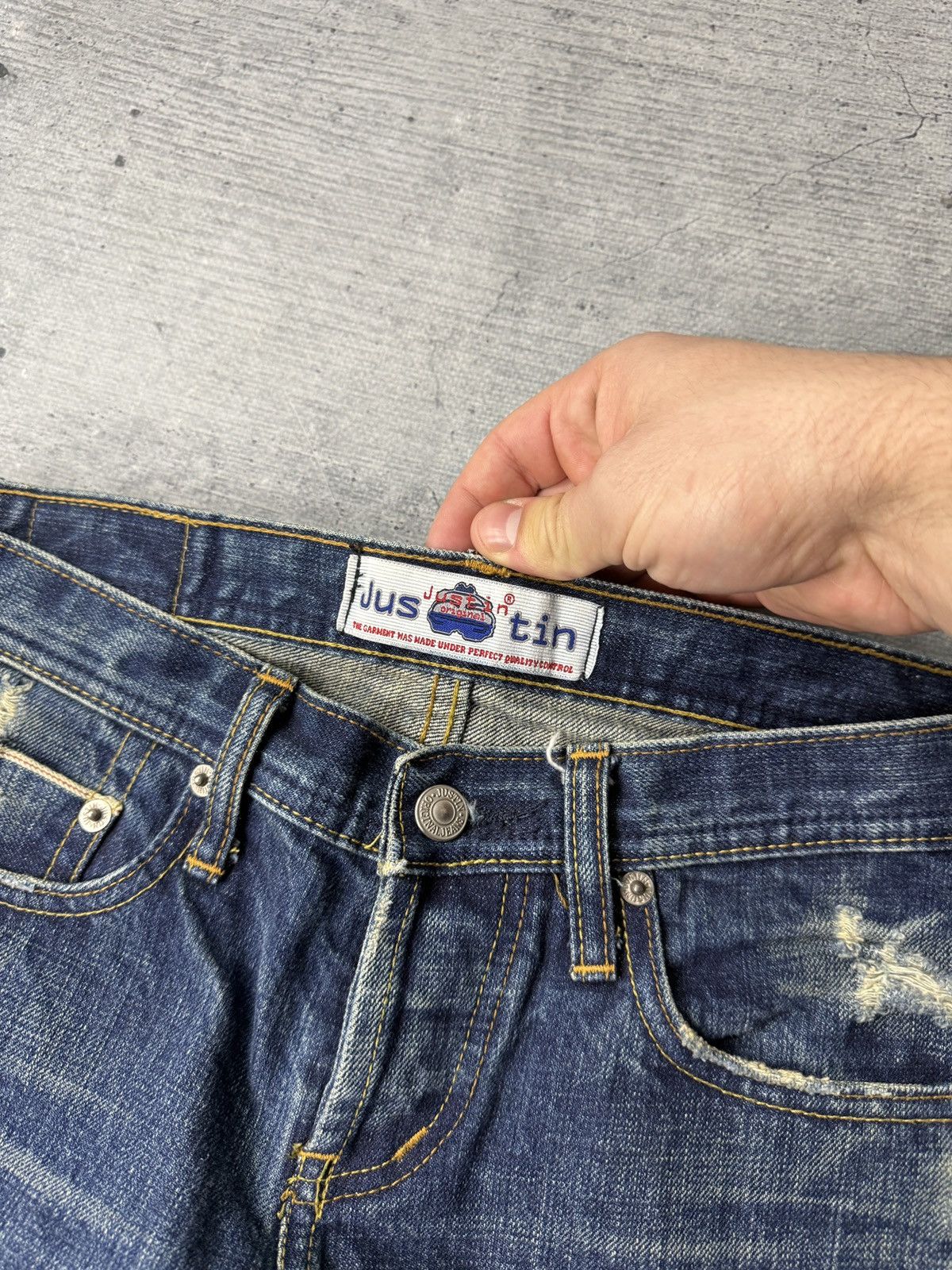Japanese Brand Vintage Justin New York Flared Selvedge Jeans Size US 30 / EU 46 - 8 Thumbnail
