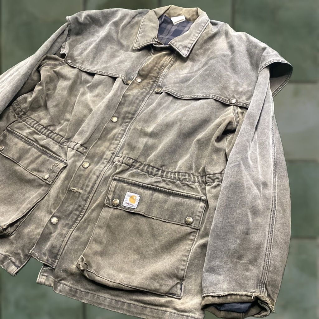 Carhartt VINTAGE Carhartt Jacket Mens XL Brown 90S Faded Barn Full Zip Work Coat USA MADE Size US XL / EU 56 / 4 - 1 Thumbnail