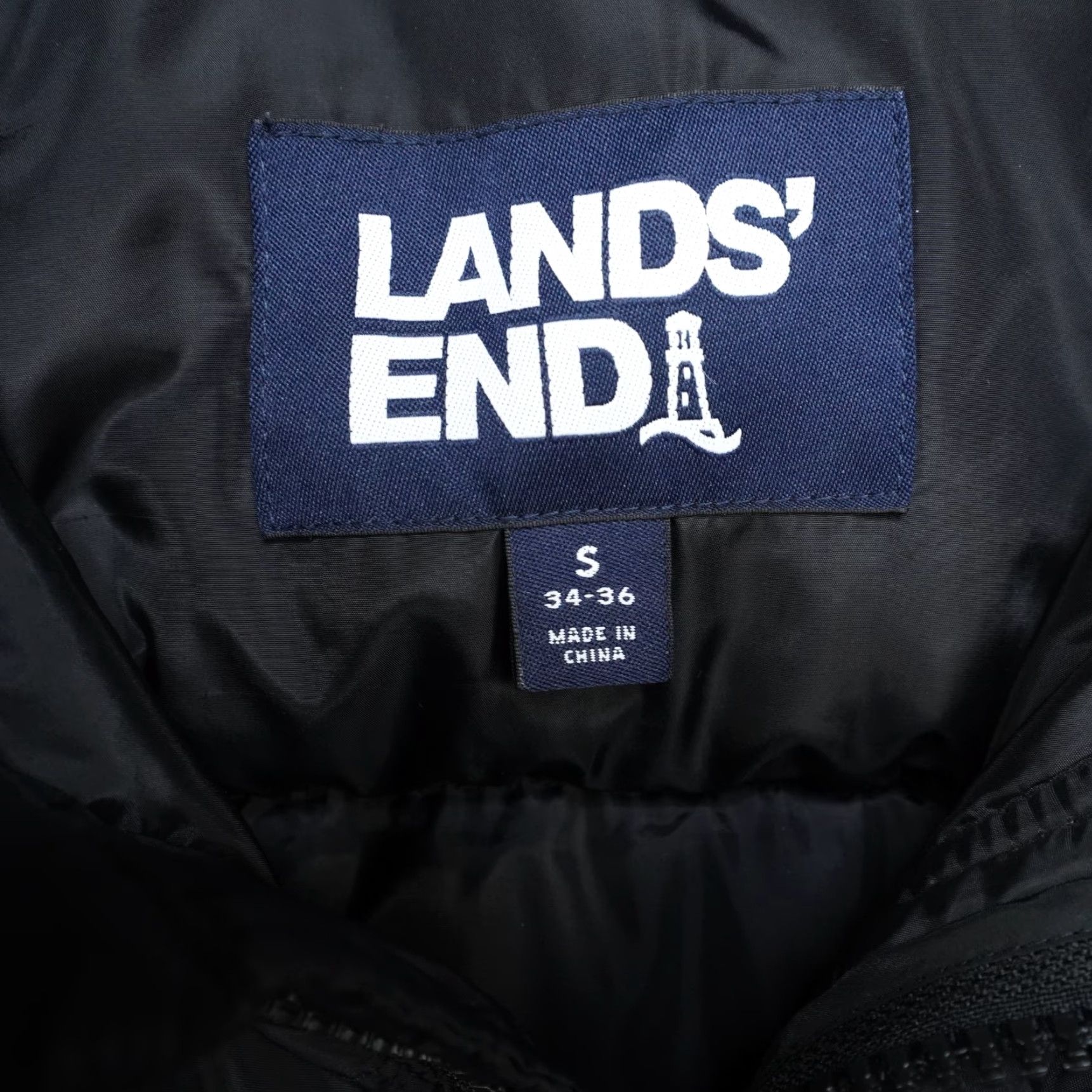 Lands' End Lands End Puffer Jacket Mens S Black Down Coat Heavy Nylon Work Excellent Jacket/Coat Short Stand-Up Collar Zip Pocket Packable Mens Size US S / EU 44-46 / 1 - 6 Thumbnail