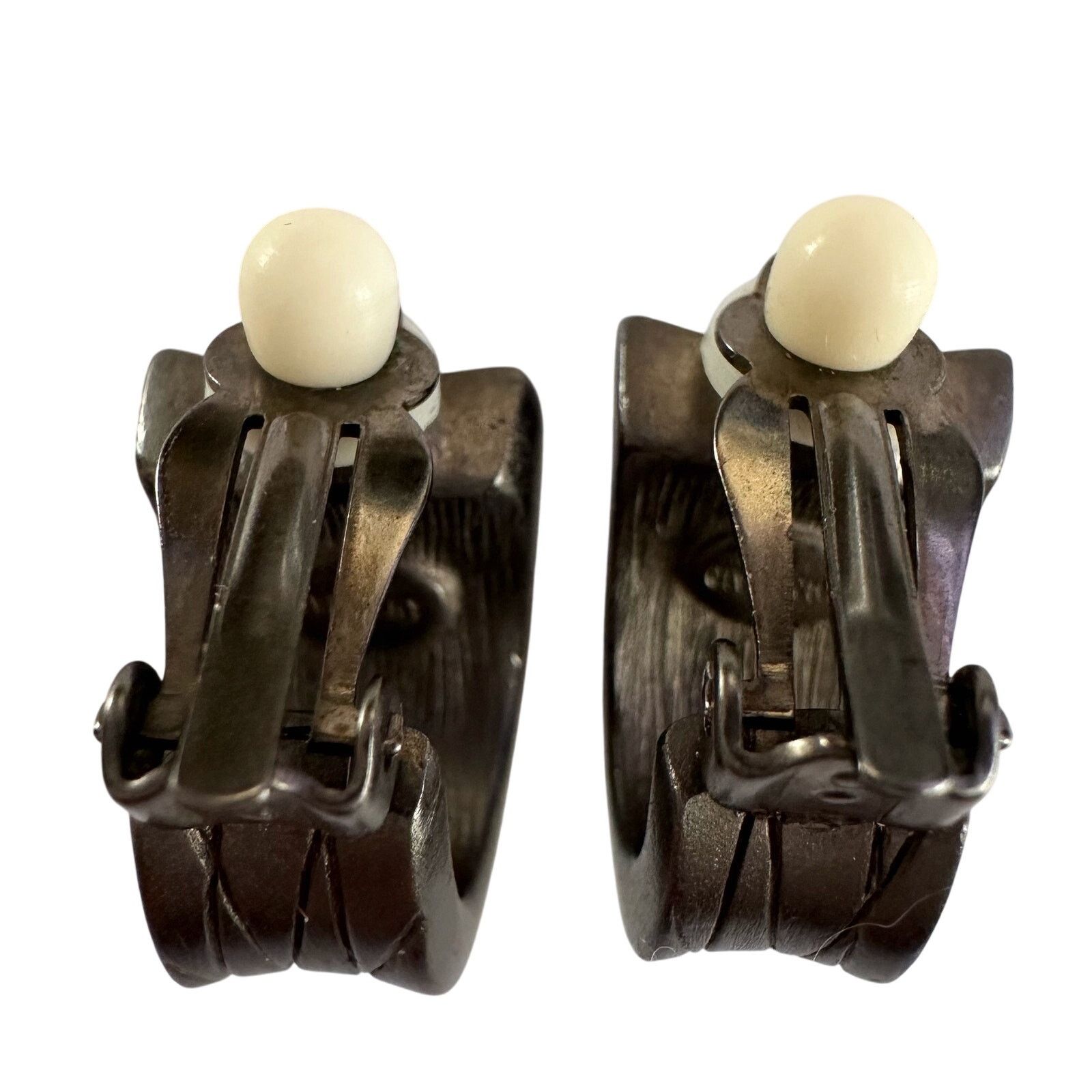 Givenchy Givenchy Dark Textured Clip-On Earrings with Crystal Accents Size ONE SIZE - 9 Thumbnail