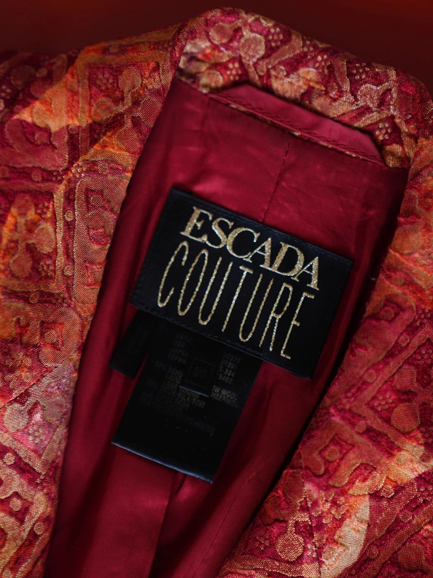Escada Escada Vintage Burnout Silk Wool Broc Gem Blazer Size M / US 6-8 / IT 42-44 - 3 Thumbnail