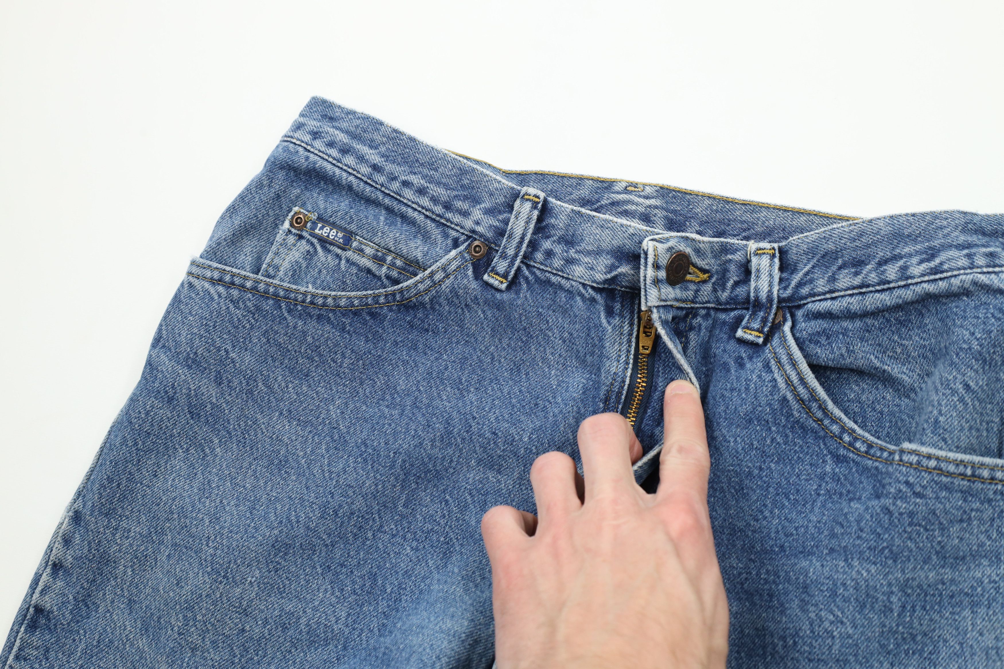 Lee × Vintage Vintage 90s Lee Jeans Straight Leg Denim Jeans Blue Cotton Size US 33 - 7 Thumbnail