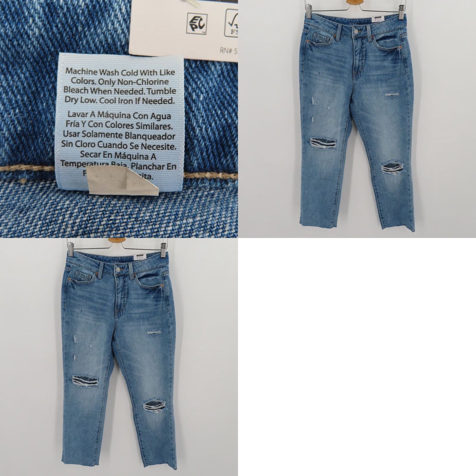 Vintage Time and Tru Jeans Women 6 High Rise Distressed Raw Hem Whiskered Blue Denim NEW Size 28" / US 6 / IT 42 - 9 Thumbnail