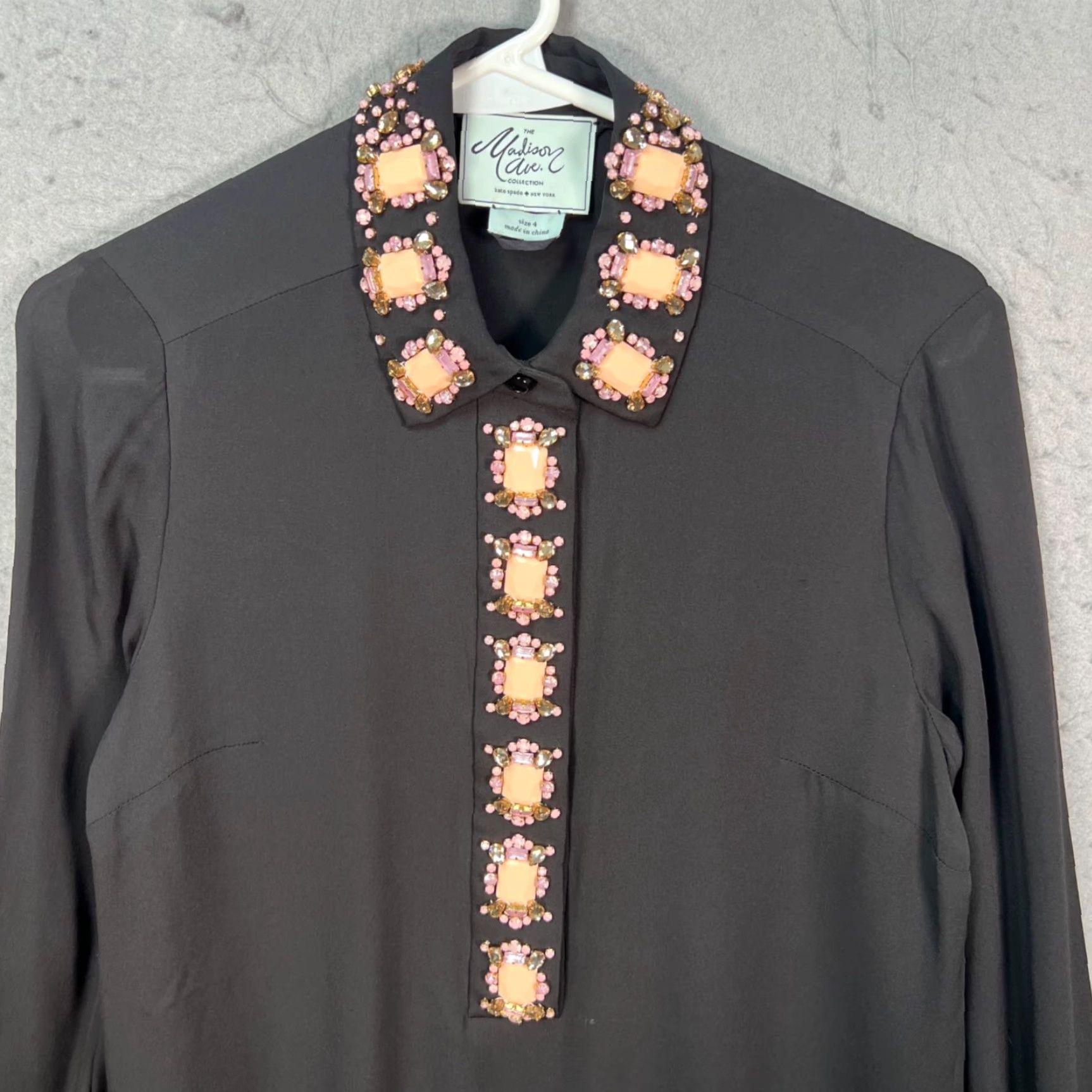 Madison Kate Spade Madison Ave Collection Black Embellished Silk Dress Womens Size 4 Dress Shirt? Size S / US 4 / IT 40 - 5 Thumbnail