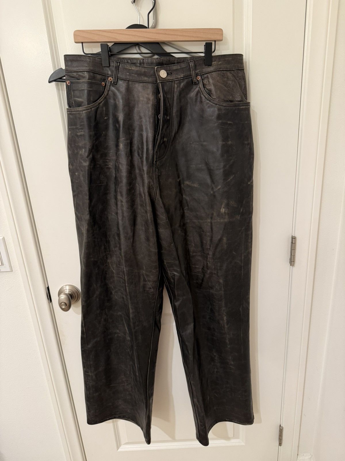 Vetements Vetements Calf Leather Pants – Natural Patina – Size M Size US 33 - 4 Thumbnail
