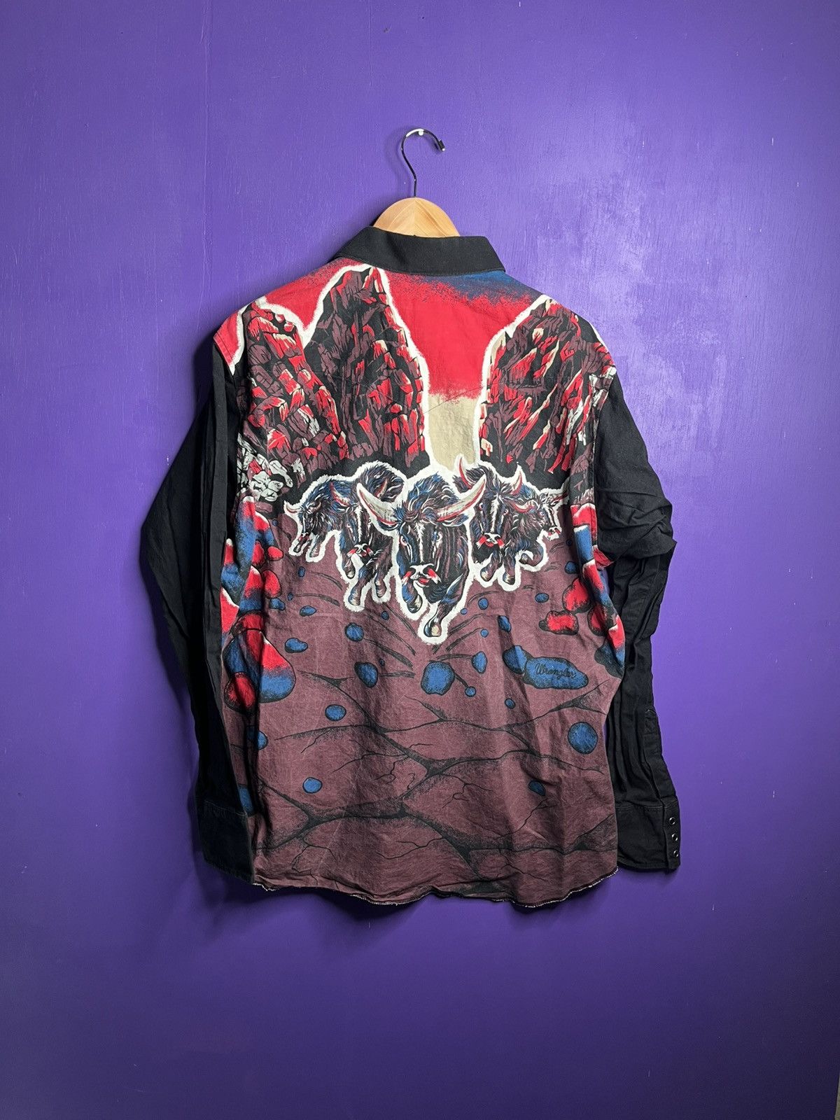 Vintage × Wrangler Vintage 90s Wrangler running bulls pearl snap shirt Size US XL / EU 56 / 4 - 2 Thumbnail