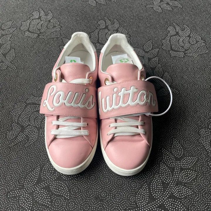 Louis Vuitton Louis Vuitton Pink Logo Velcro Sneakers for Women -2508 Size US 5 / IT 35 - 2 Thumbnail