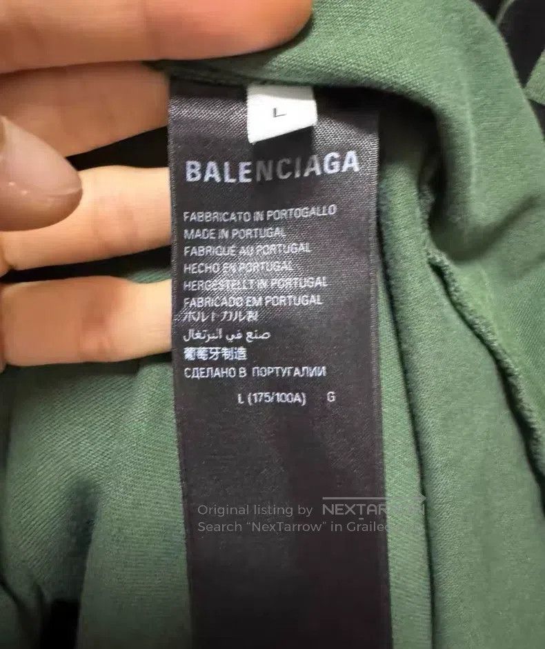 Balenciaga Balenciaga Green tape destruction distressed round neck lo Size US L / EU 52-54 / 3 - 4 Thumbnail