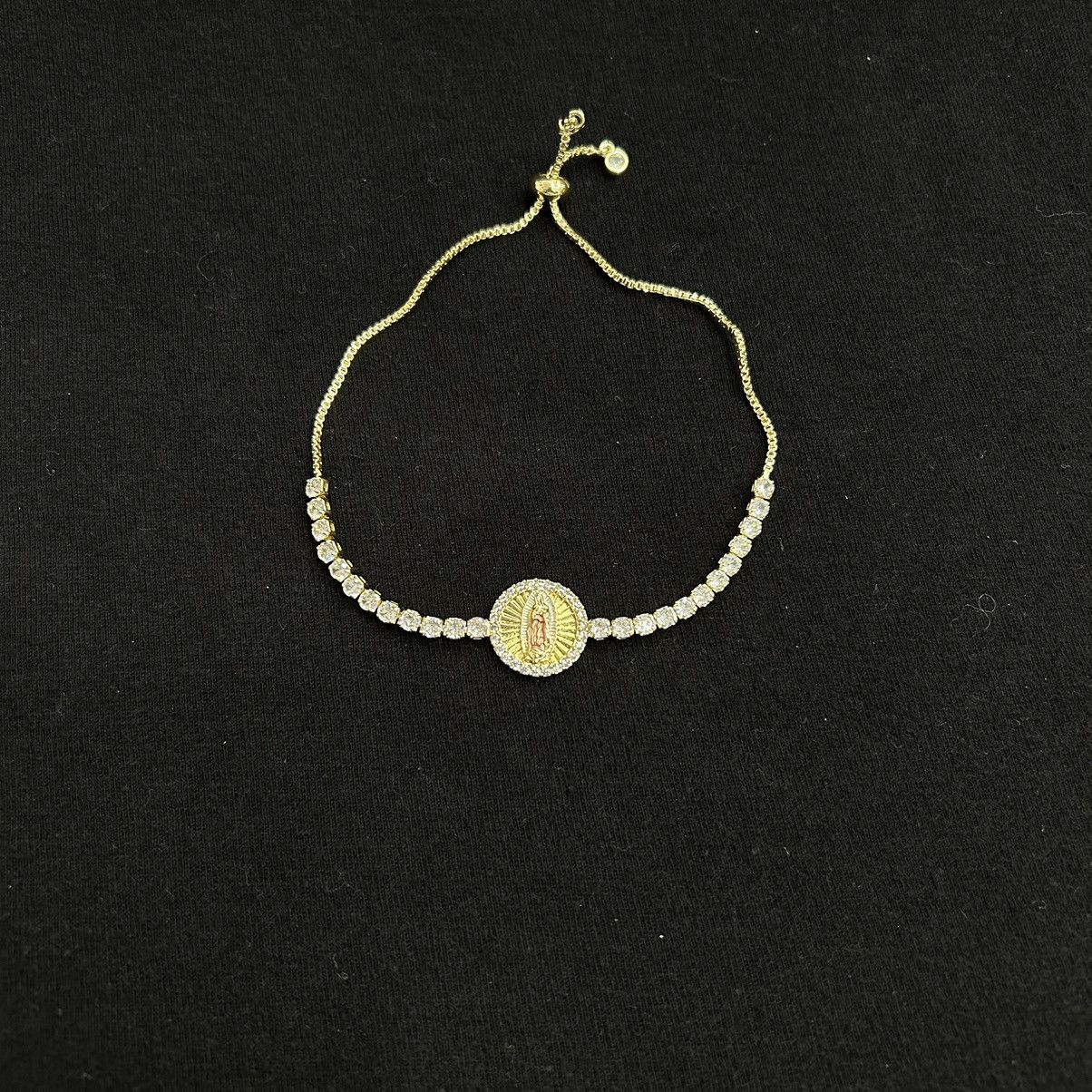 Vintage Y2K 2000s style rose gold toned Virgin Mary tennis bracelet Size ONE SIZE - 2 Thumbnail