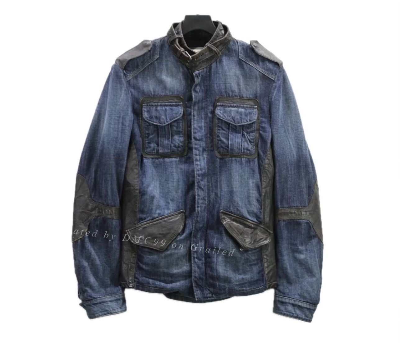 Vintage Vintage 90s Emporio Armani Leather Patch Denim Jacket Size US S / EU 44-46 / 1 - 1 Thumbnail