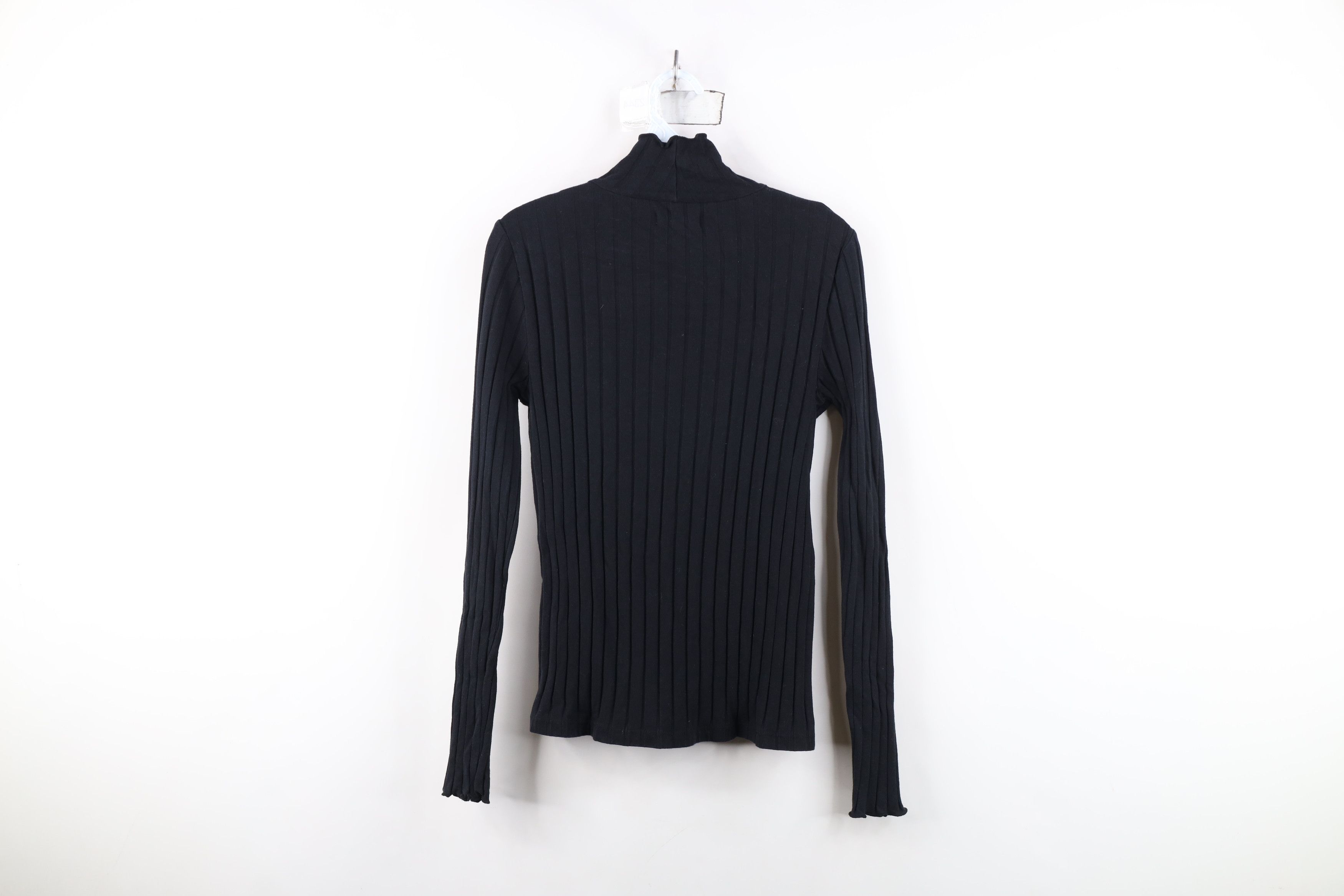 Madewell Madewell Blank Ruffled Ribbed Knit Turtleneck T-Shirt Black Size M / US 6-8 / IT 42-44 - 10 Thumbnail