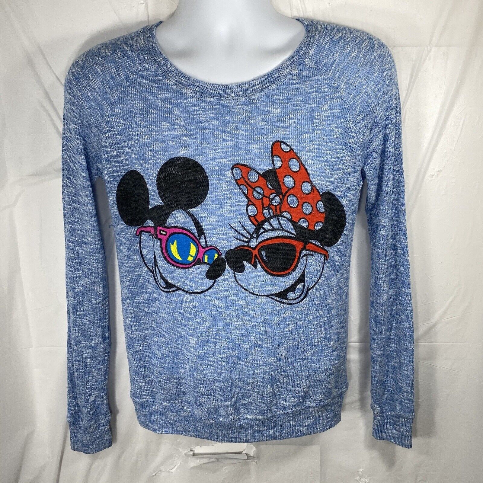 Disney Disney Mickey & Minnie Beach Crewneck Pullover Blue Sweater Size S / US 4 / IT 40 - 1 Thumbnail