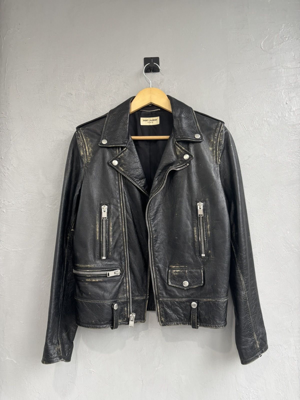Saint Laurent Paris Saint Laurent FW16 L01 calfskin distressed leather jacket Size US S / EU 44-46 / 1 - 2 Thumbnail
