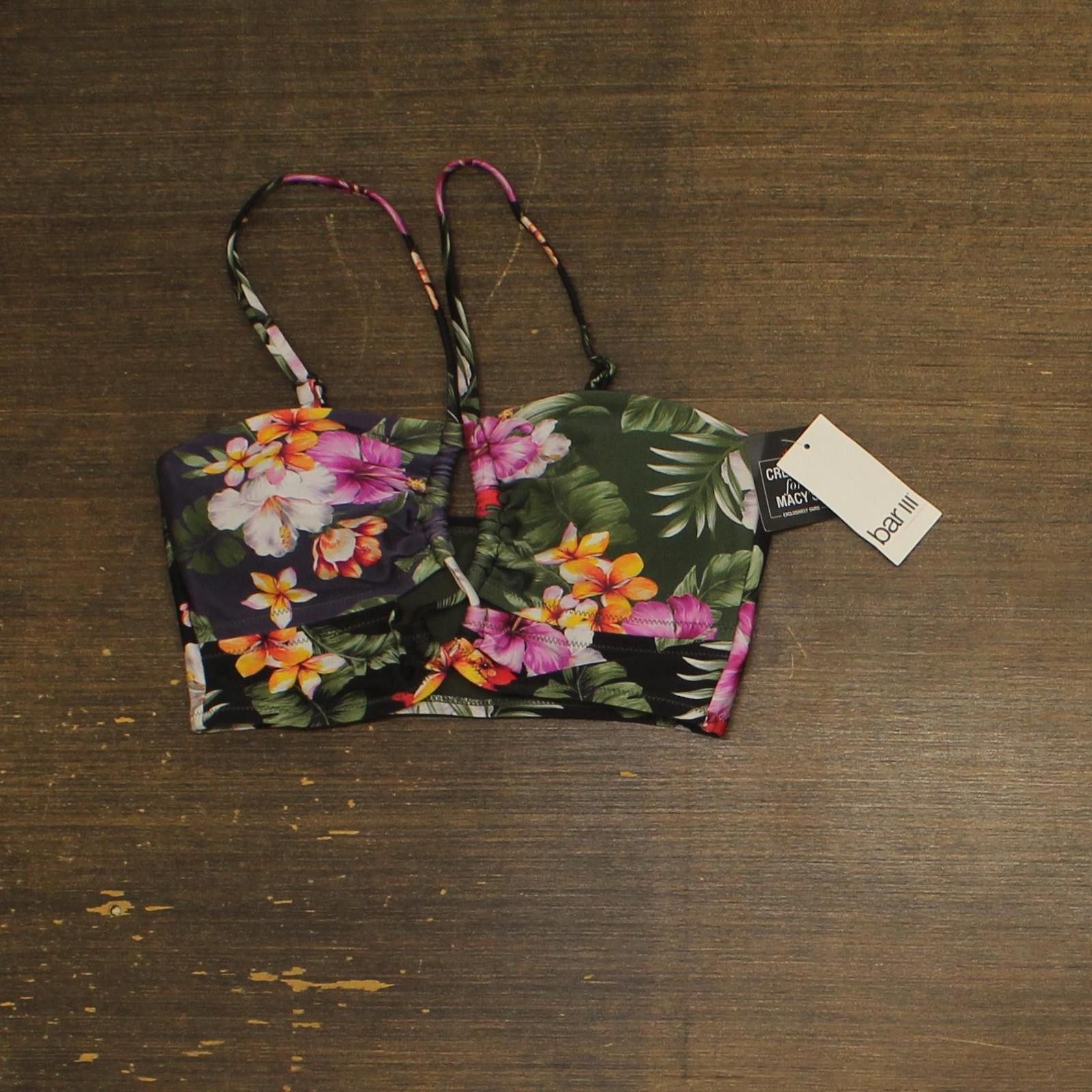 Bar III Nwt Bar Iii Bandeau Halter Bikini Swim Top Multi Black S Size ONE SIZE - 1 Thumbnail