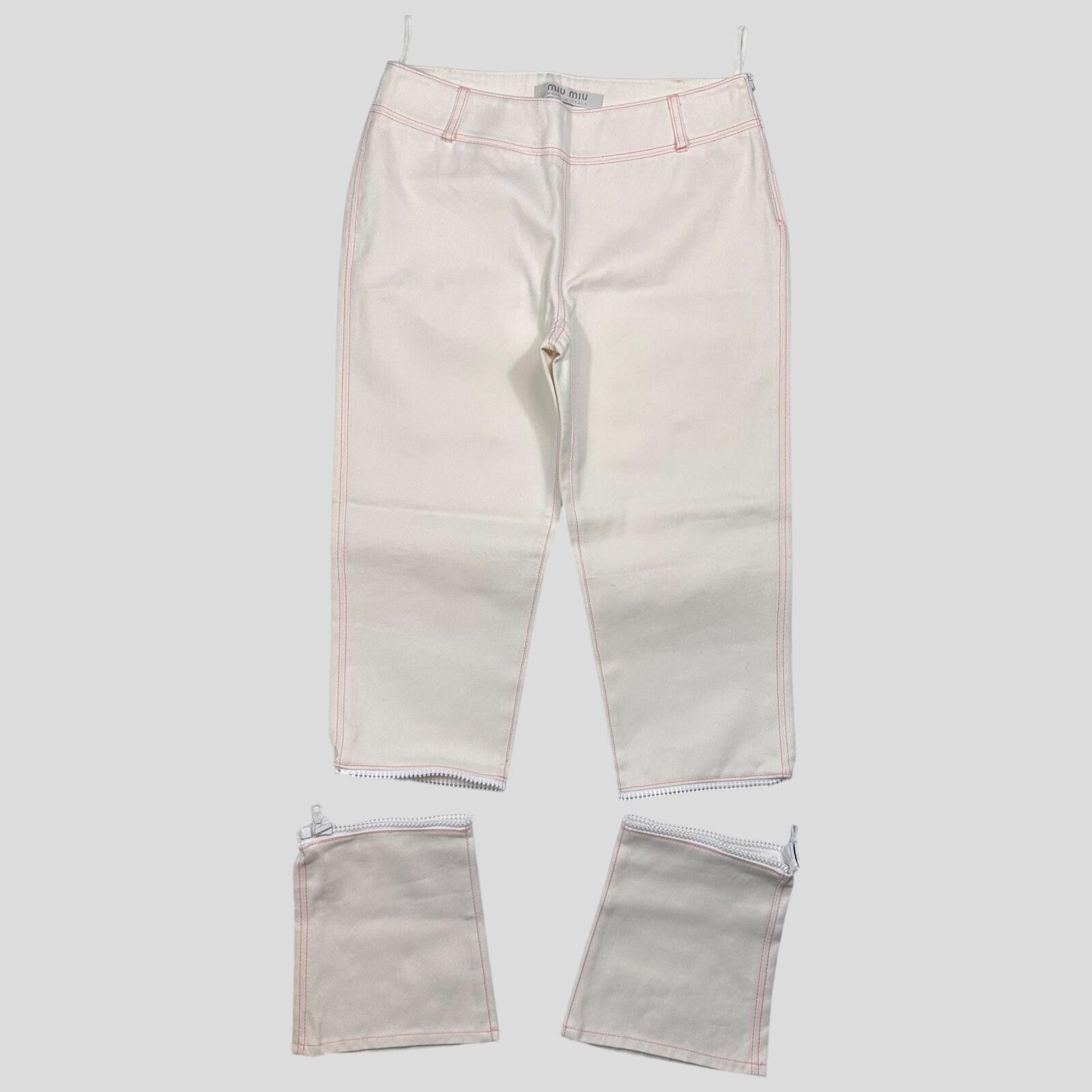 Miu Miu Miu Miu SS00 White and Pink Contrast Zip-off Bell Trousers 8 Size 27" / US 4 / IT 40 - 2 Thumbnail