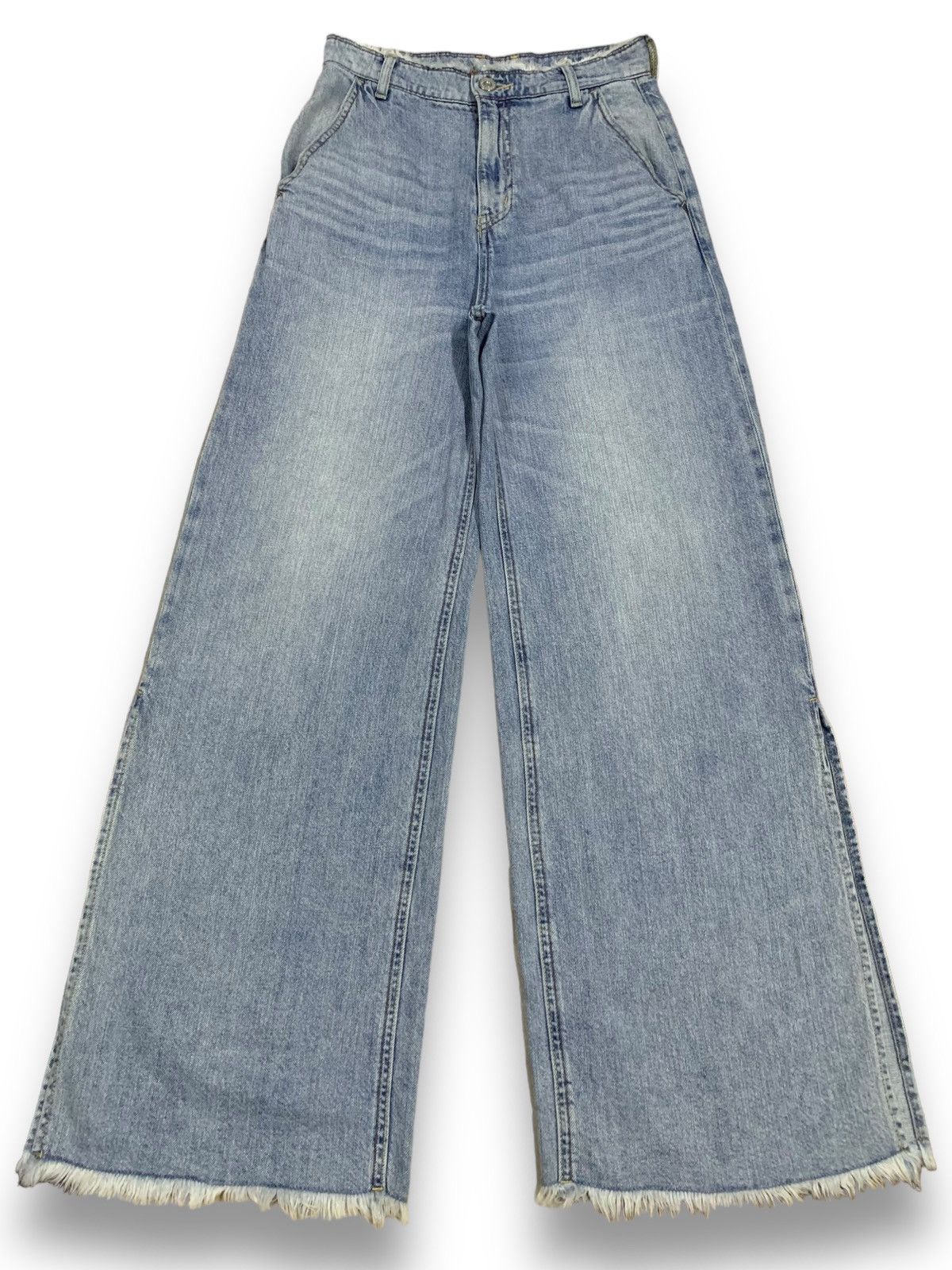 Japanese Brand Japanese Moussy High Waisted Baggy Wide Frayed Leg Jeans Size 27" / US 4 / IT 40 - 1 Thumbnail