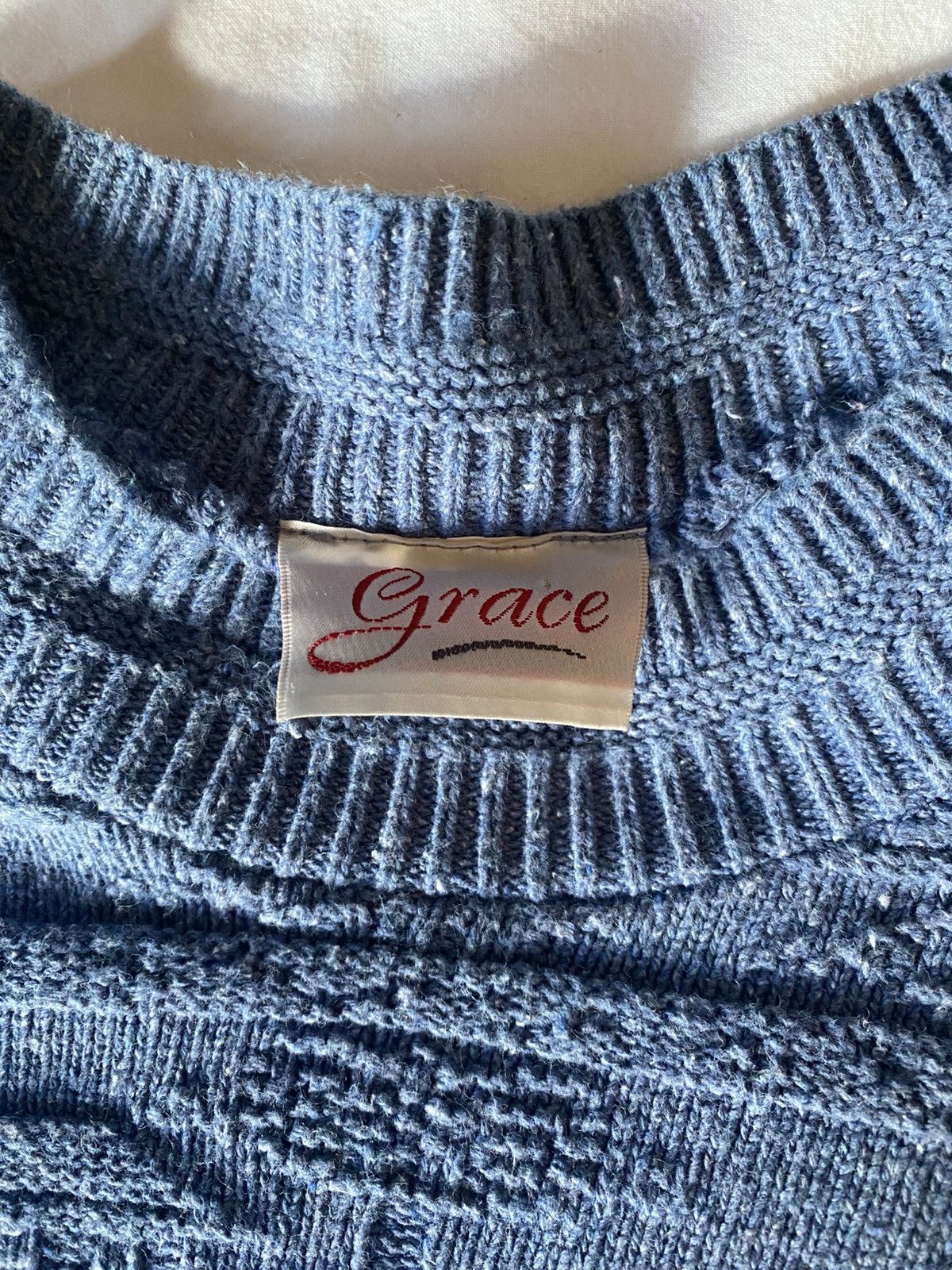 Vintage Knit Blue Sweater Size US XL / EU 56 / 4 - 2 Thumbnail
