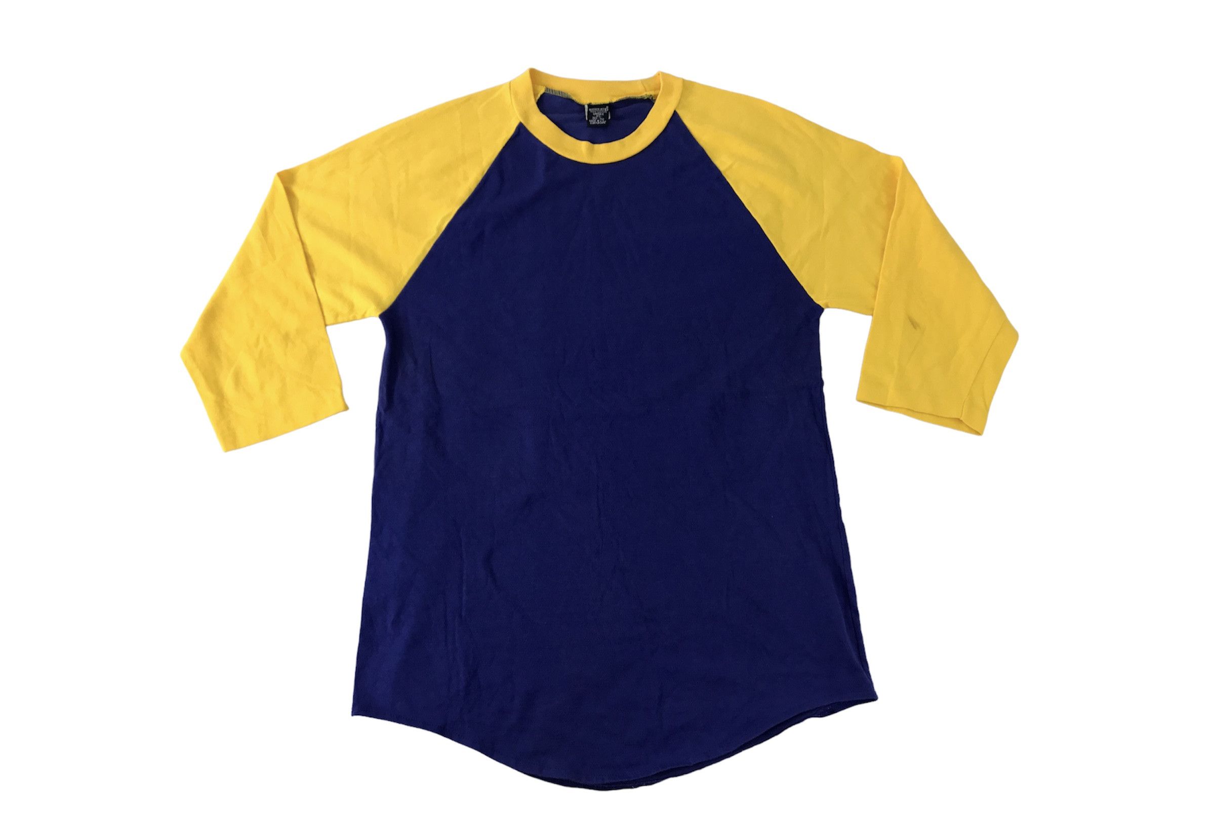 image of Lands End x Vintage 90's Lands ‘ End Raglan 3/4 Longsleeve Plain Printed Tee in Blueblack (Size Sma