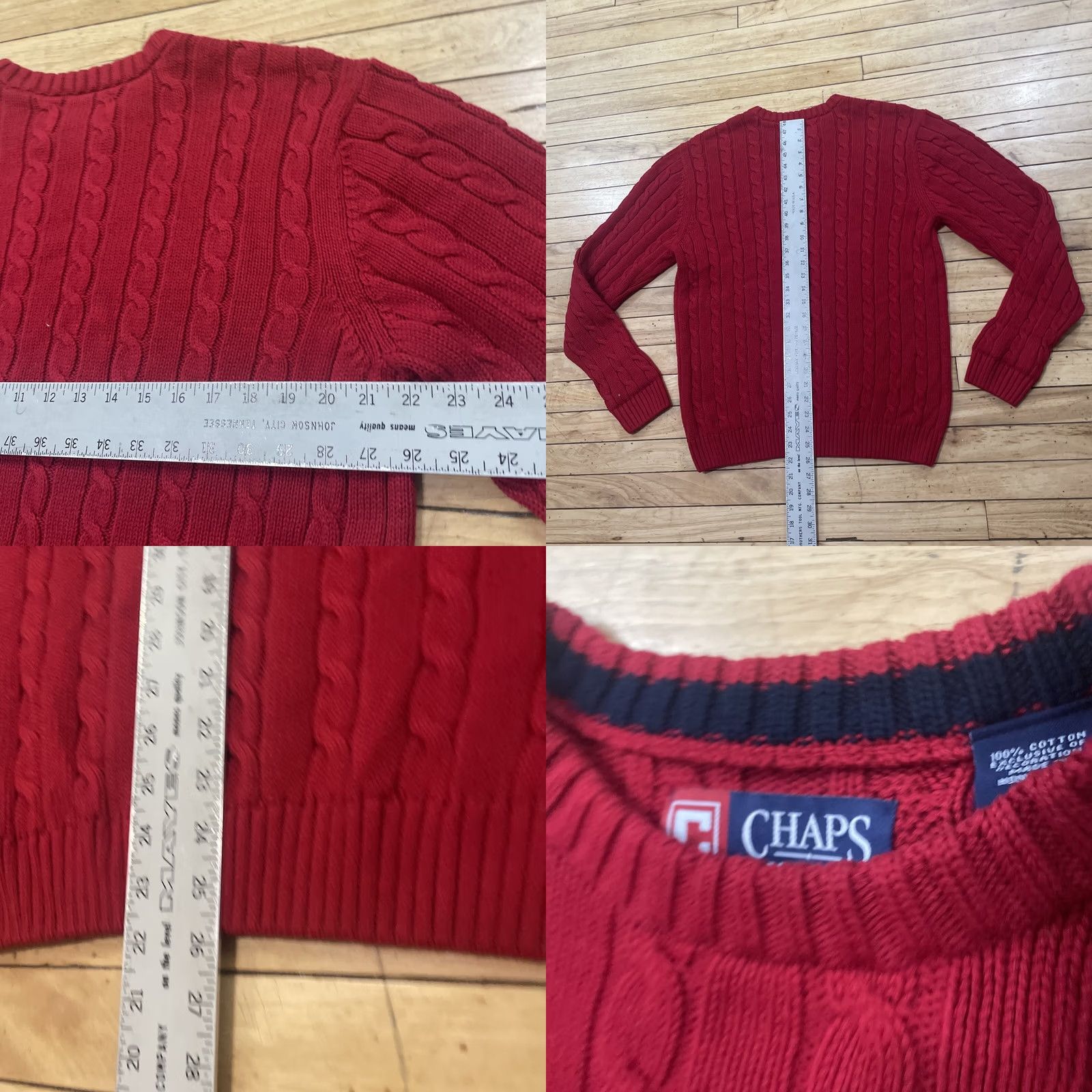 Chaps CHAPS Cable Knit Sweater Men M Red Crest logo Ribbed Stretch Vintage Y2k Classic Christmas Knit Size US M / EU 48-50 / 2 - 8 Thumbnail