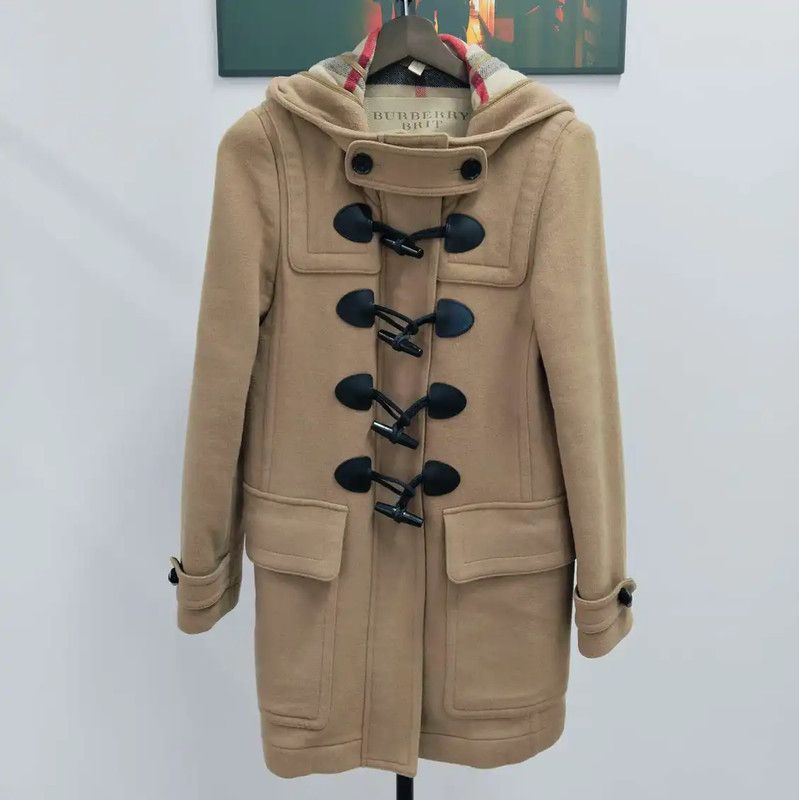Burberry Women's Long Wool Coat in Light Brown