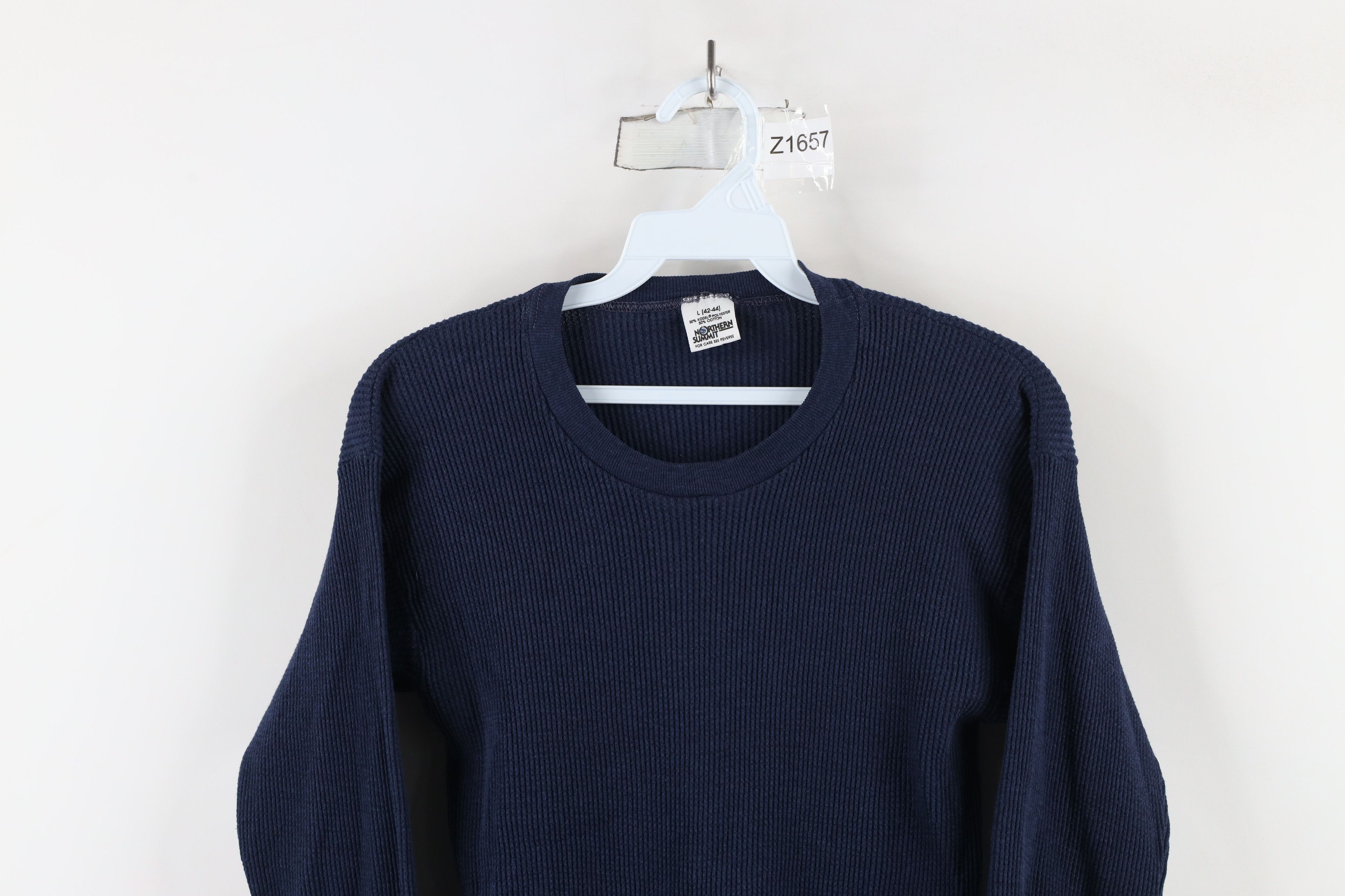 Vintage Vintage 90s Streetwear Knit Long Sleeve T-Shirt Blue USA Size US L / EU 52-54 / 3 - 2 Thumbnail
