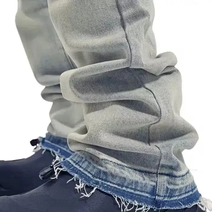 Japanese Brand Blue Light Wash Stacked Denim Jeans Size US 32 / EU 48 - 2 Thumbnail
