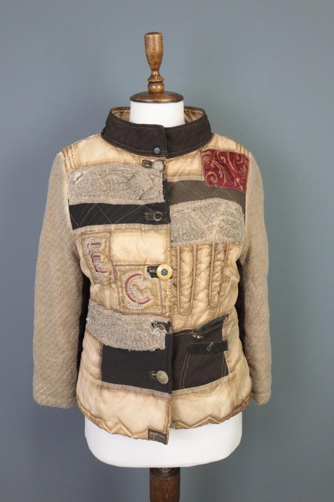 Designer Elisa Cavaletti Multicolor Wool Patched Jacket Size M Size M / US 6-8 / IT 42-44 - 1 Thumbnail