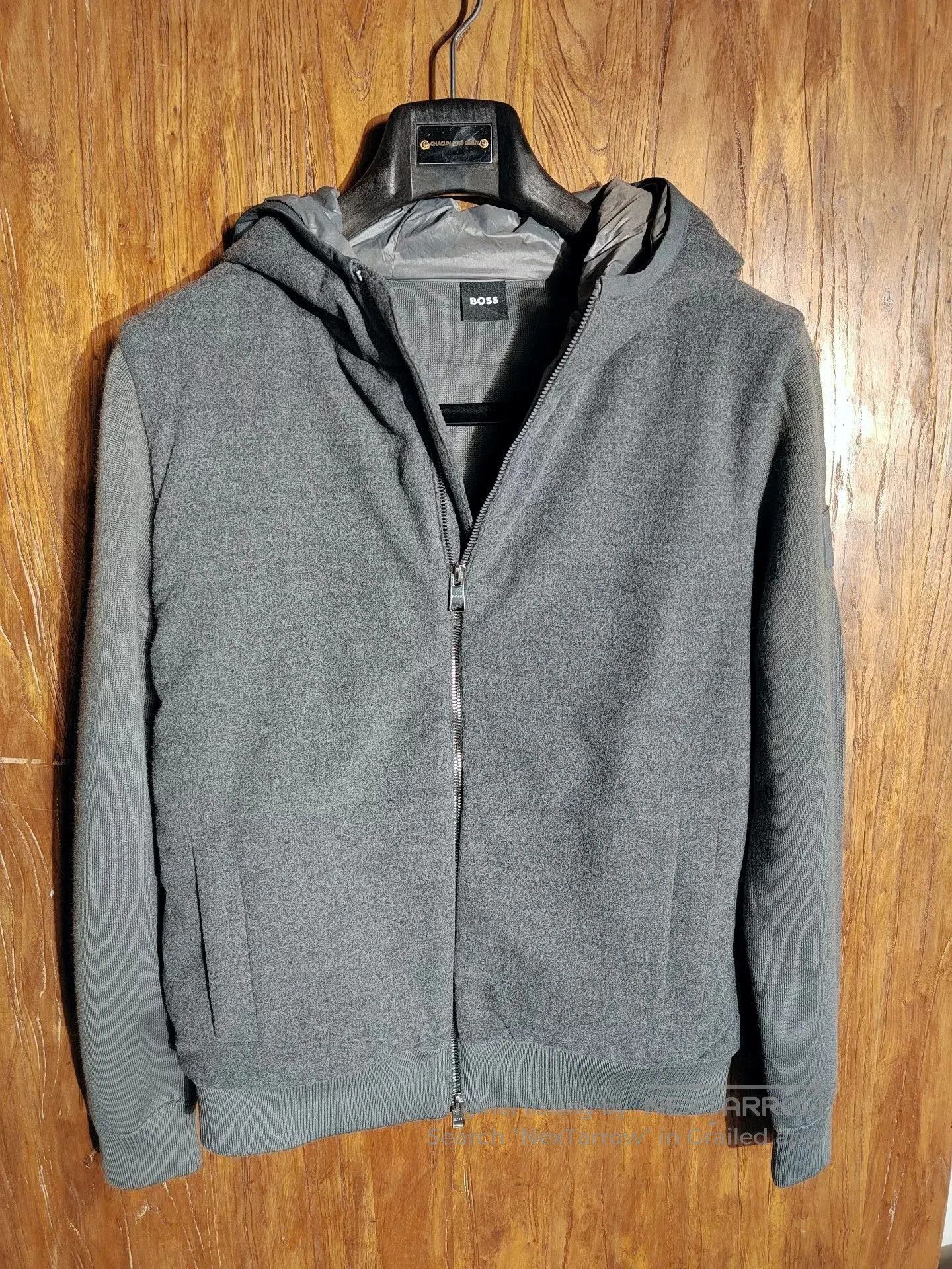 Hugo Boss BOSS Tech Flannel Gray Hooded Jacket. Size US M / EU 48-50 / 2 - 1 Thumbnail