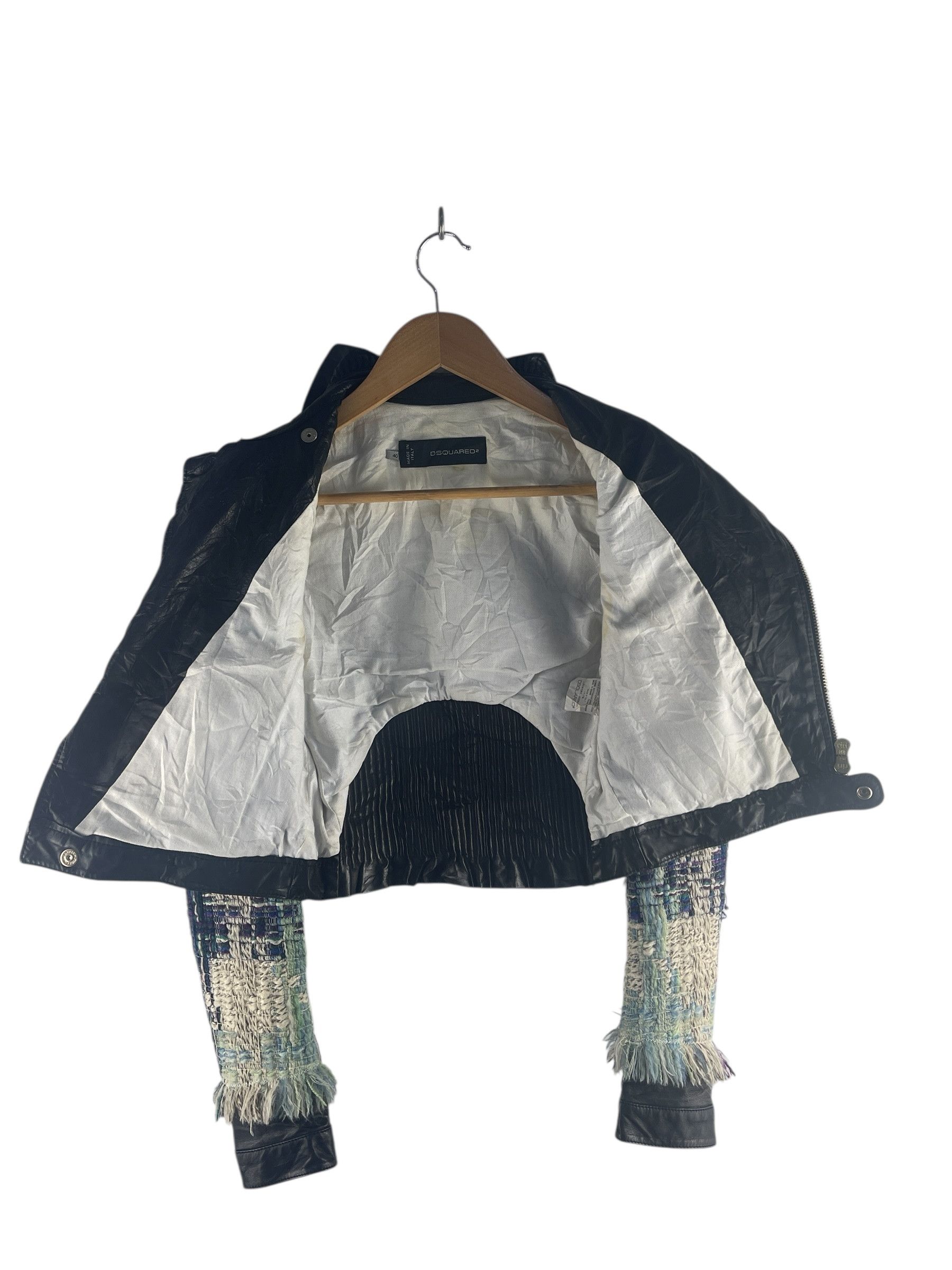 Dsquared2 Dsquared2 Cropped Tweed Biker Jacket - Made in Italy Size US XXS / EU 40 - 4 Thumbnail